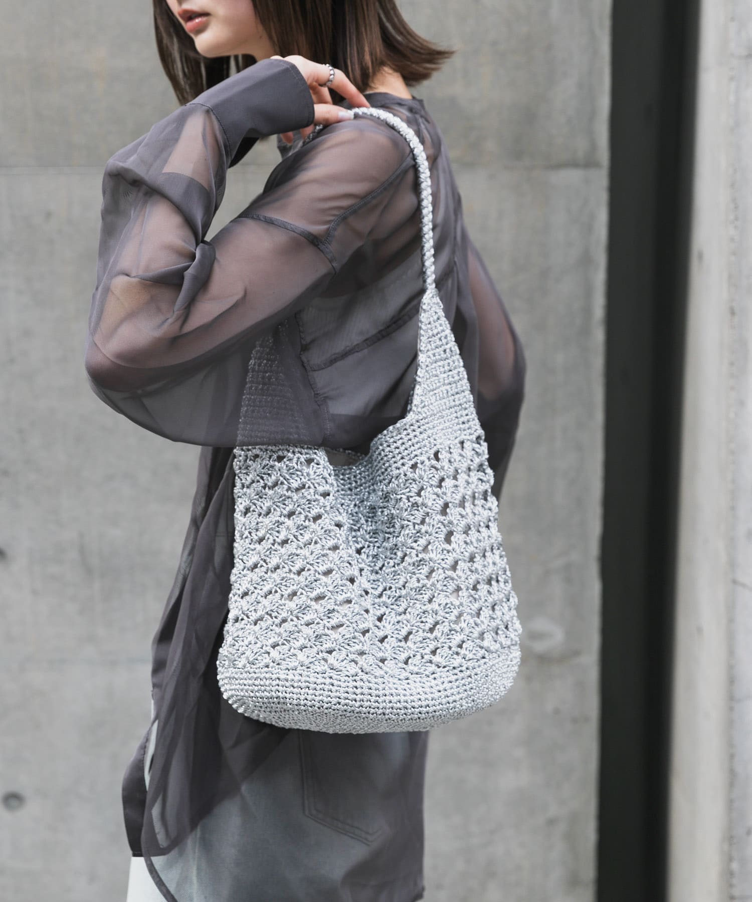 メタリックヤーンバッグ SILVER one