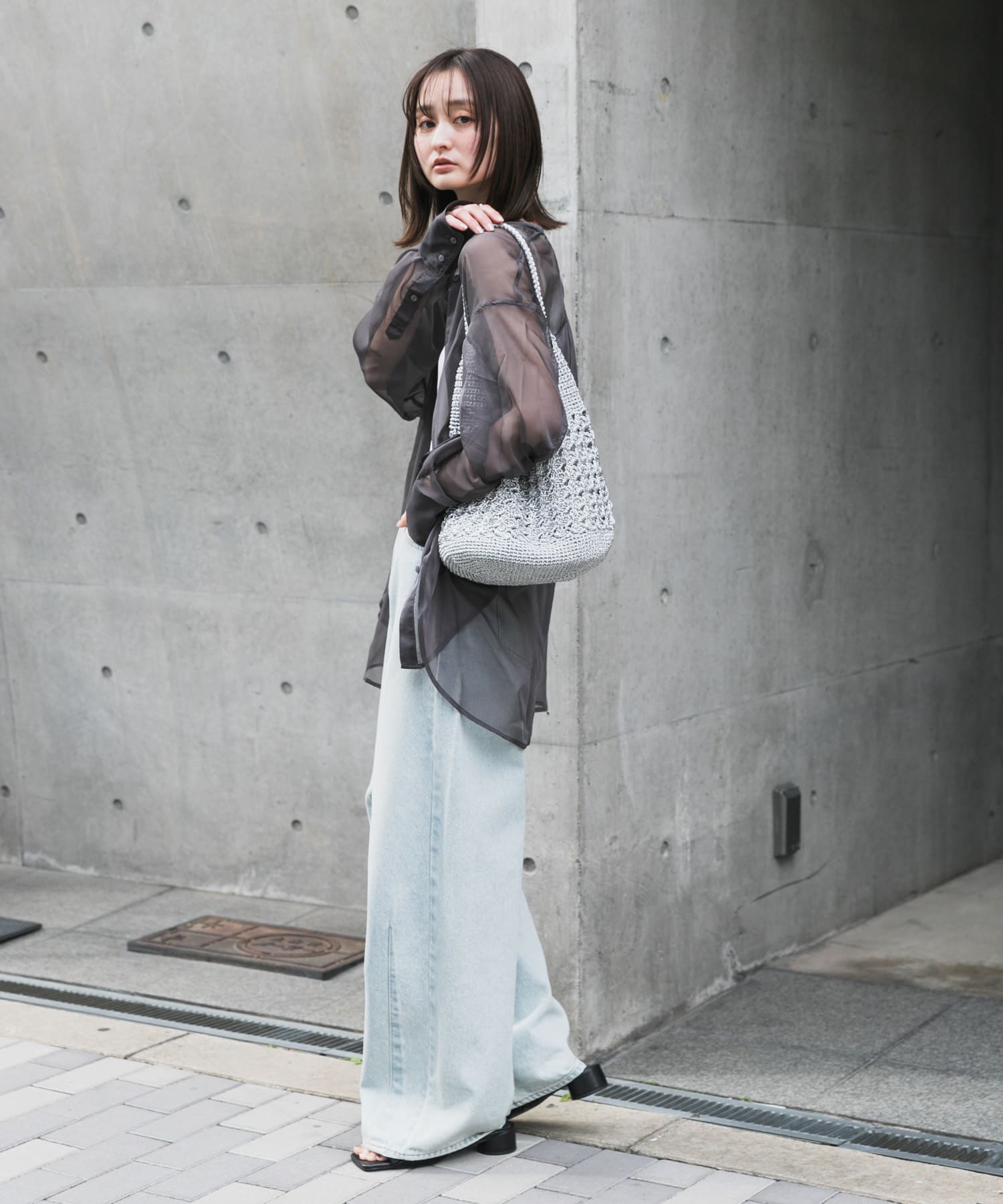 メタリックヤーンバッグ SILVER one