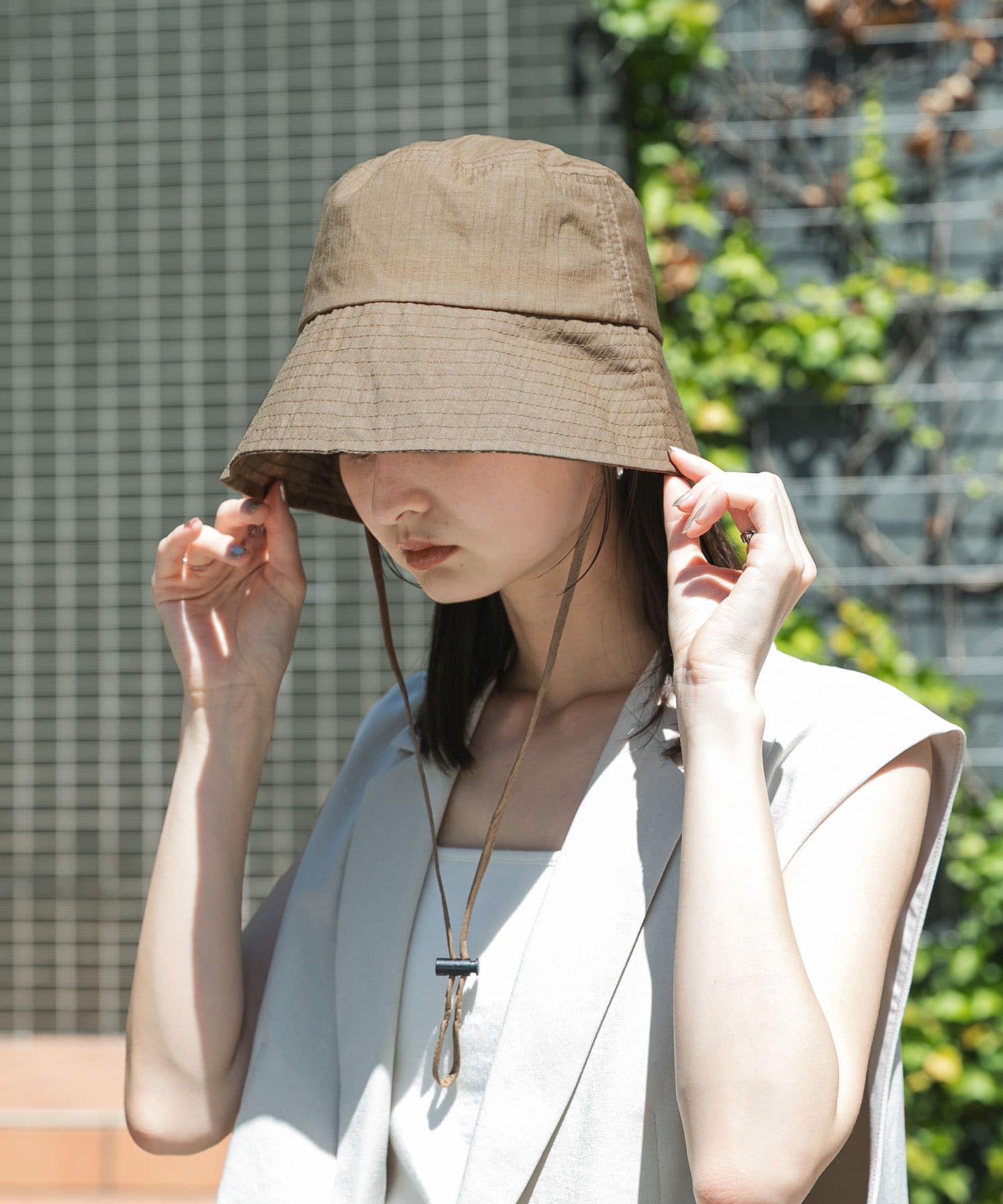『WEB限定』『UVカット』UVダウンブリムハット KHAKI one