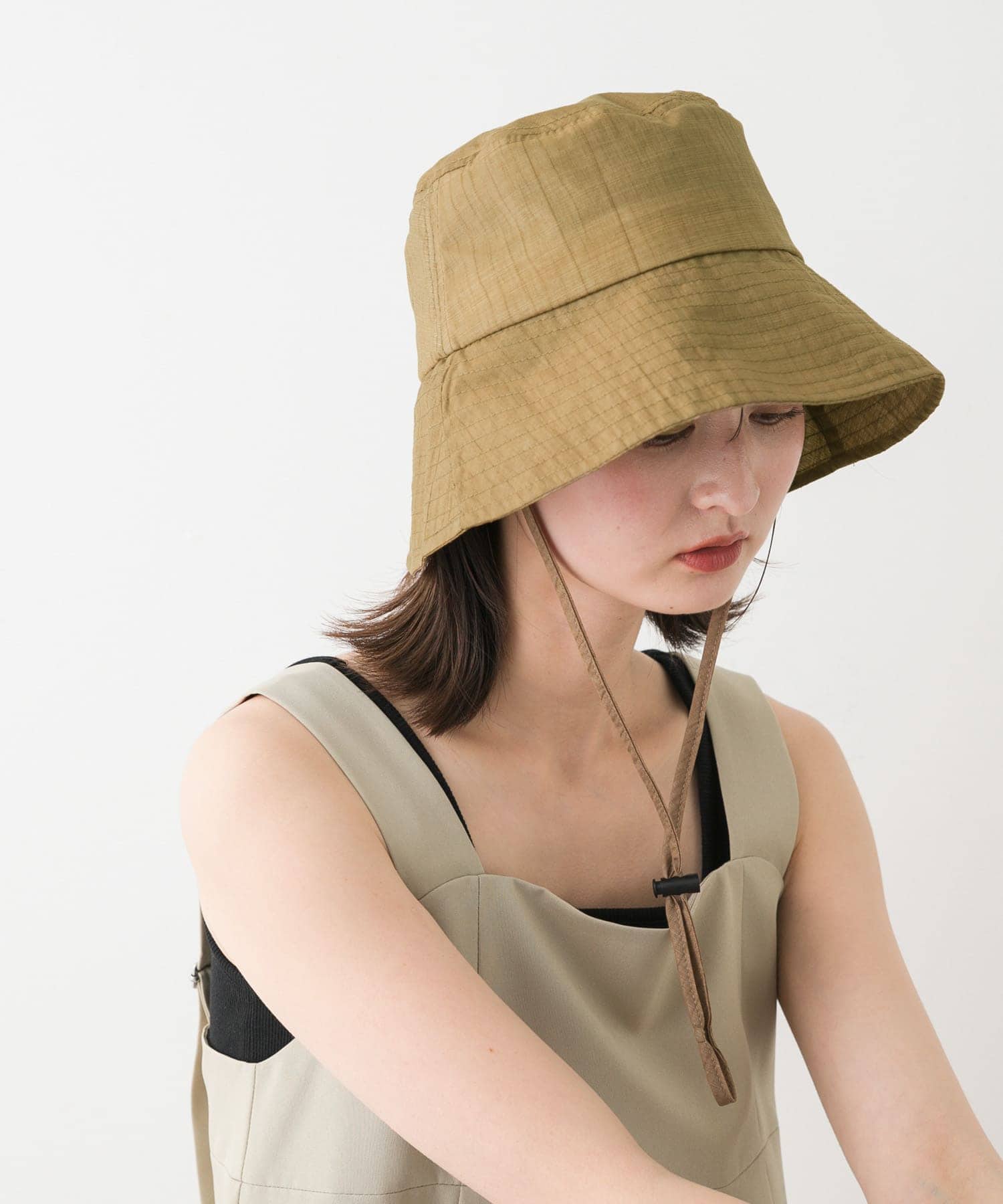 『WEB限定』『UVカット』UVダウンブリムハット KHAKI one
