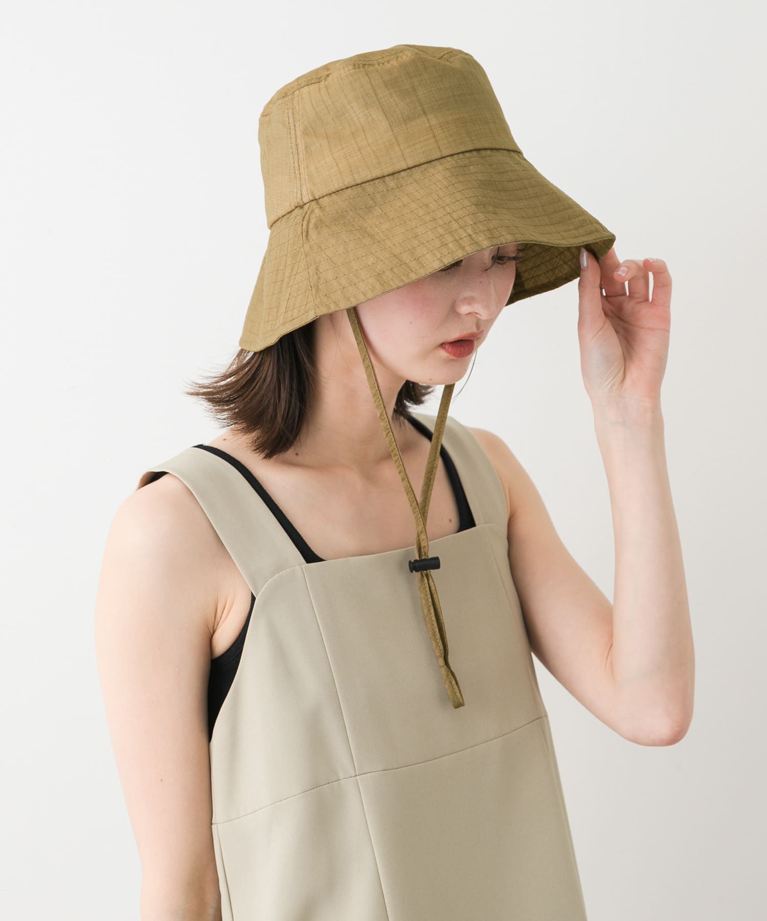 『WEB限定』『UVカット』UVダウンブリムハット KHAKI one