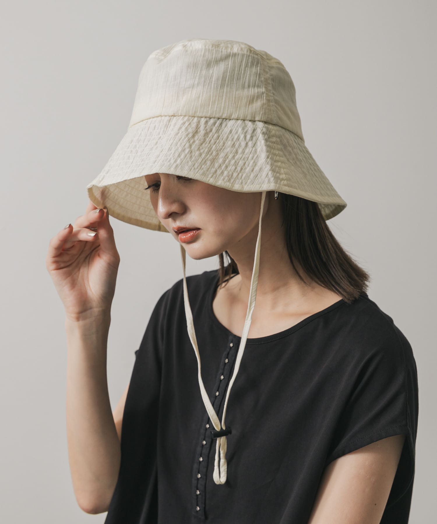 『WEB限定』『UVカット』UVダウンブリムハット IVORY one