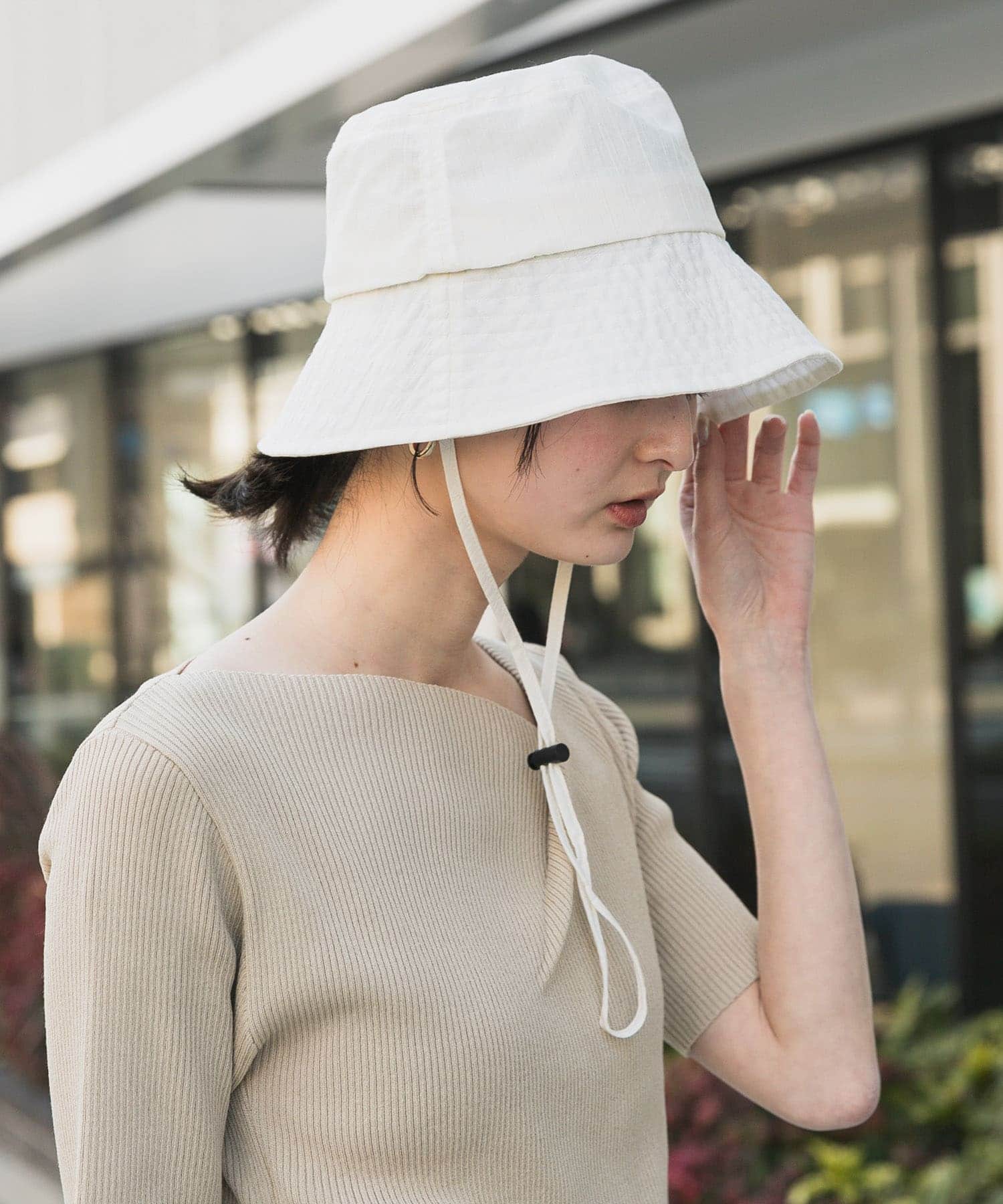 『WEB限定』『UVカット』UVダウンブリムハット IVORY one