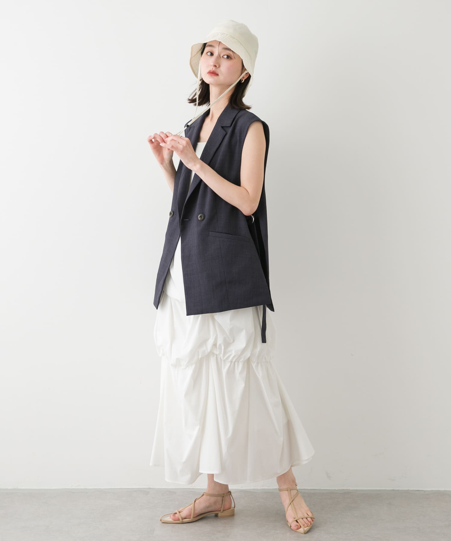 『WEB限定』『UVカット』UVダウンブリムハット IVORY one