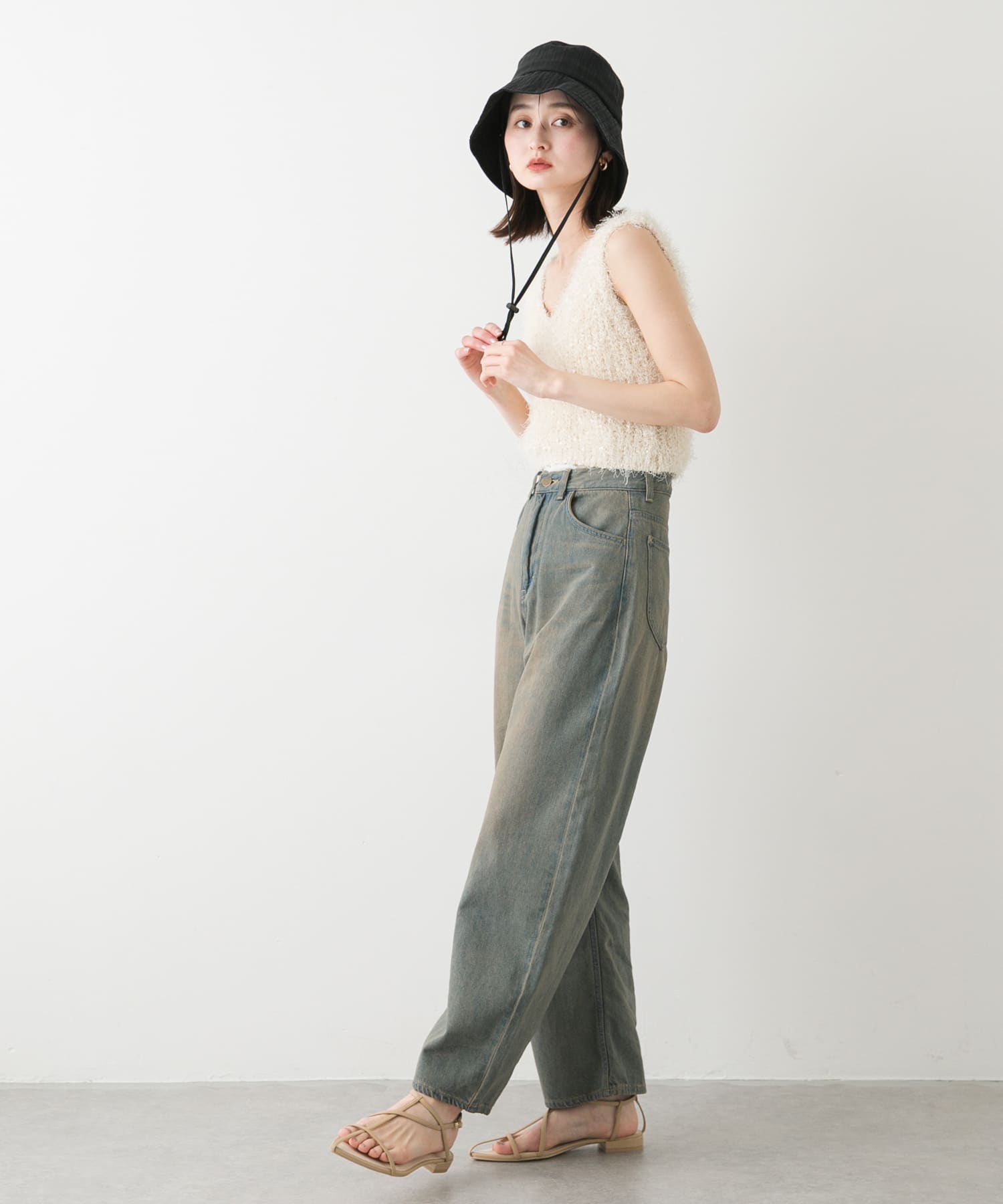 『WEB限定』『UVカット』UVダウンブリムハット BLACK one