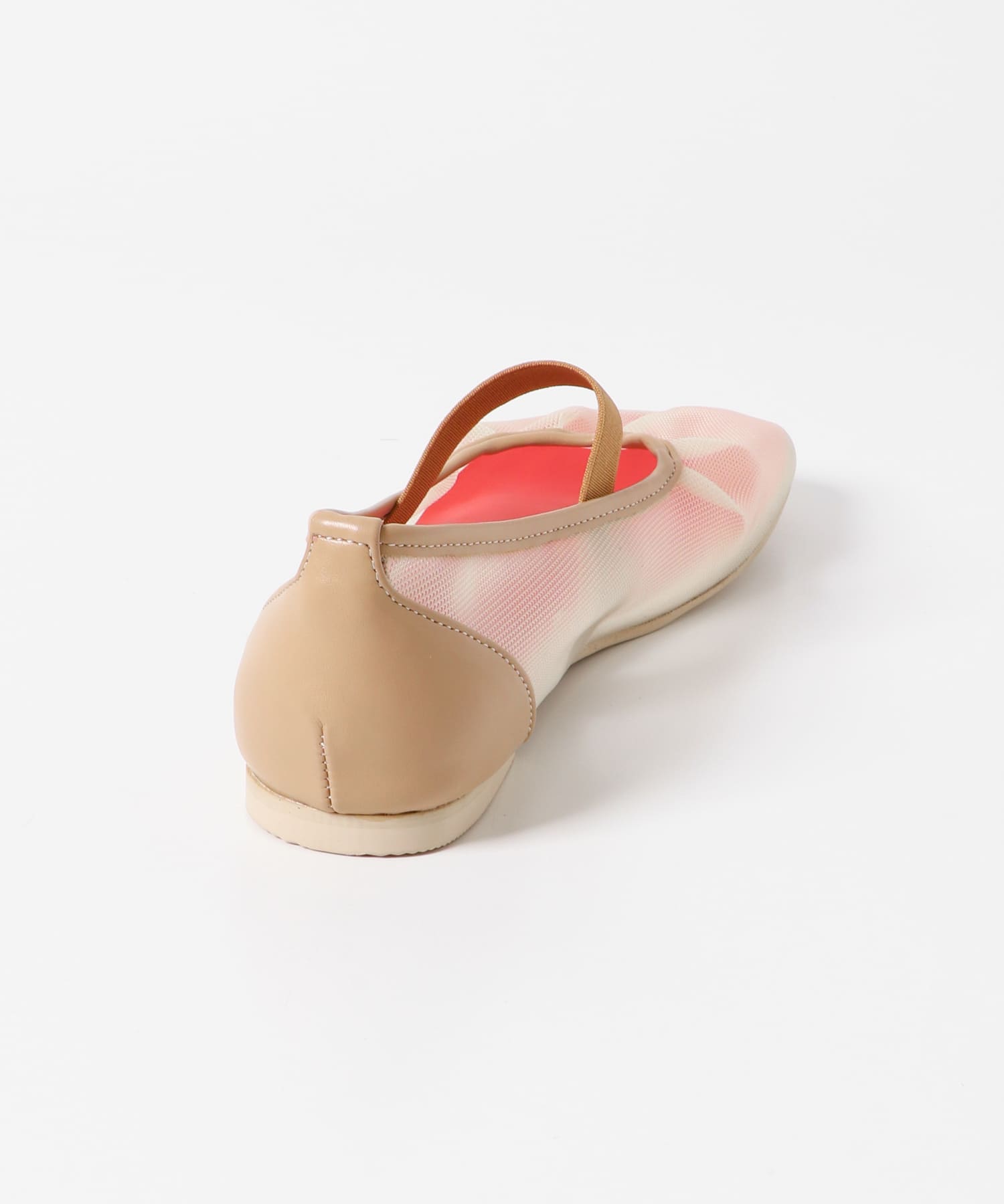 オブリークトゥメッシュフラットシューズ BEIGE S