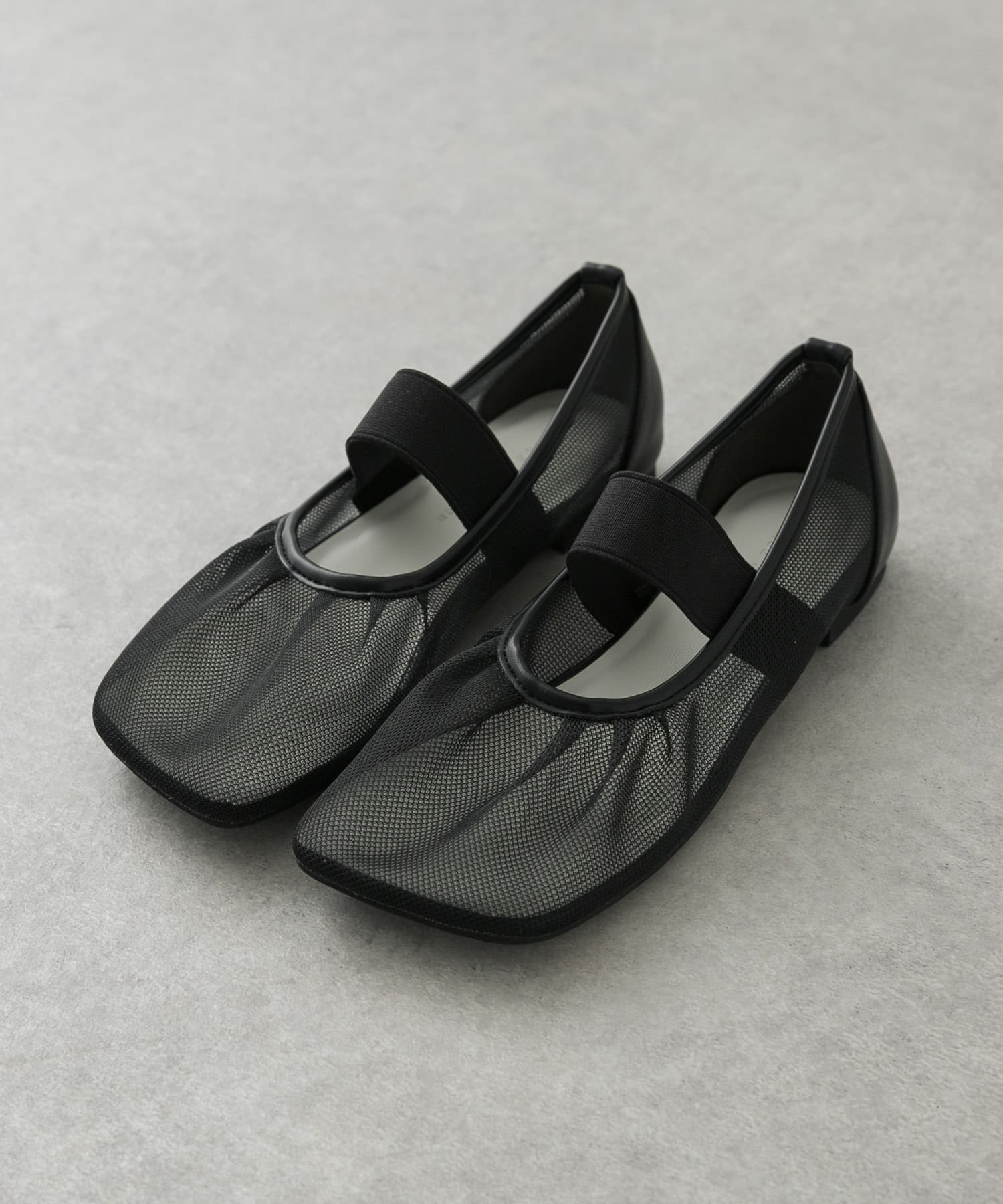 オブリークトゥメッシュフラットシューズ BLACK S