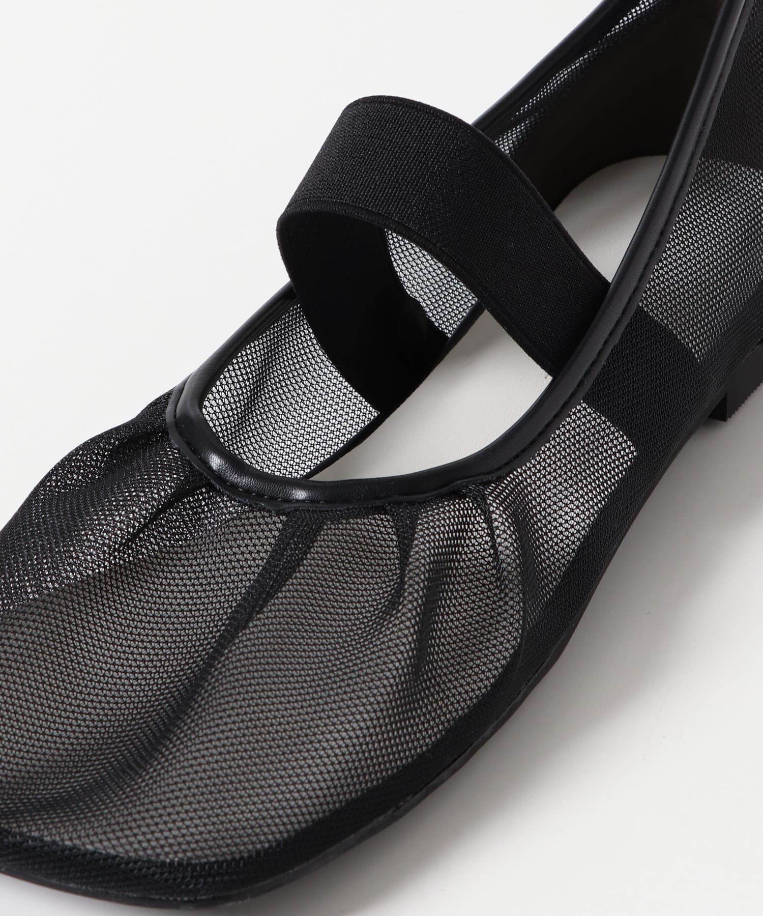 オブリークトゥメッシュフラットシューズ BLACK S