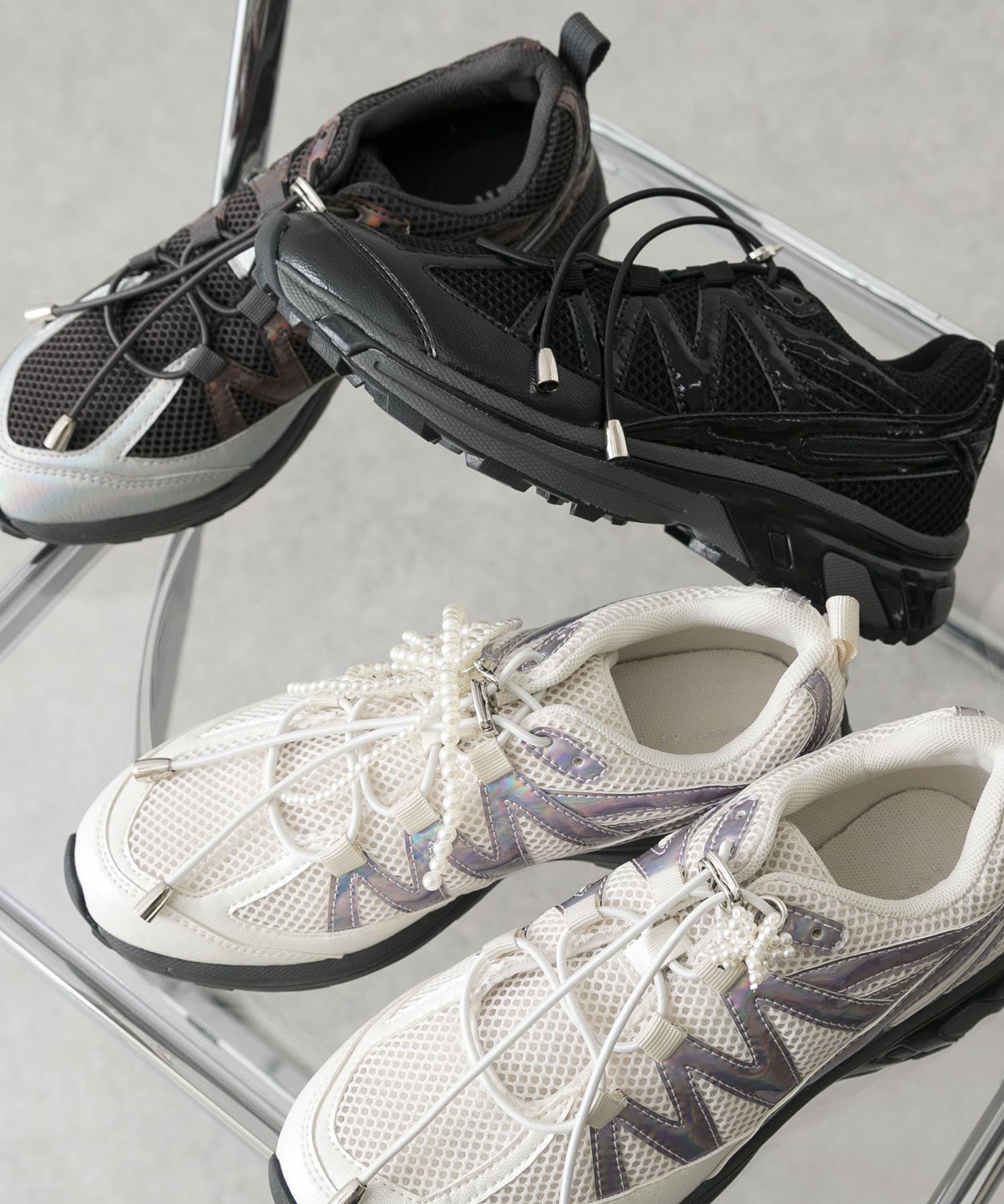 『軽量』メタリックエアースニーカー IVORY S