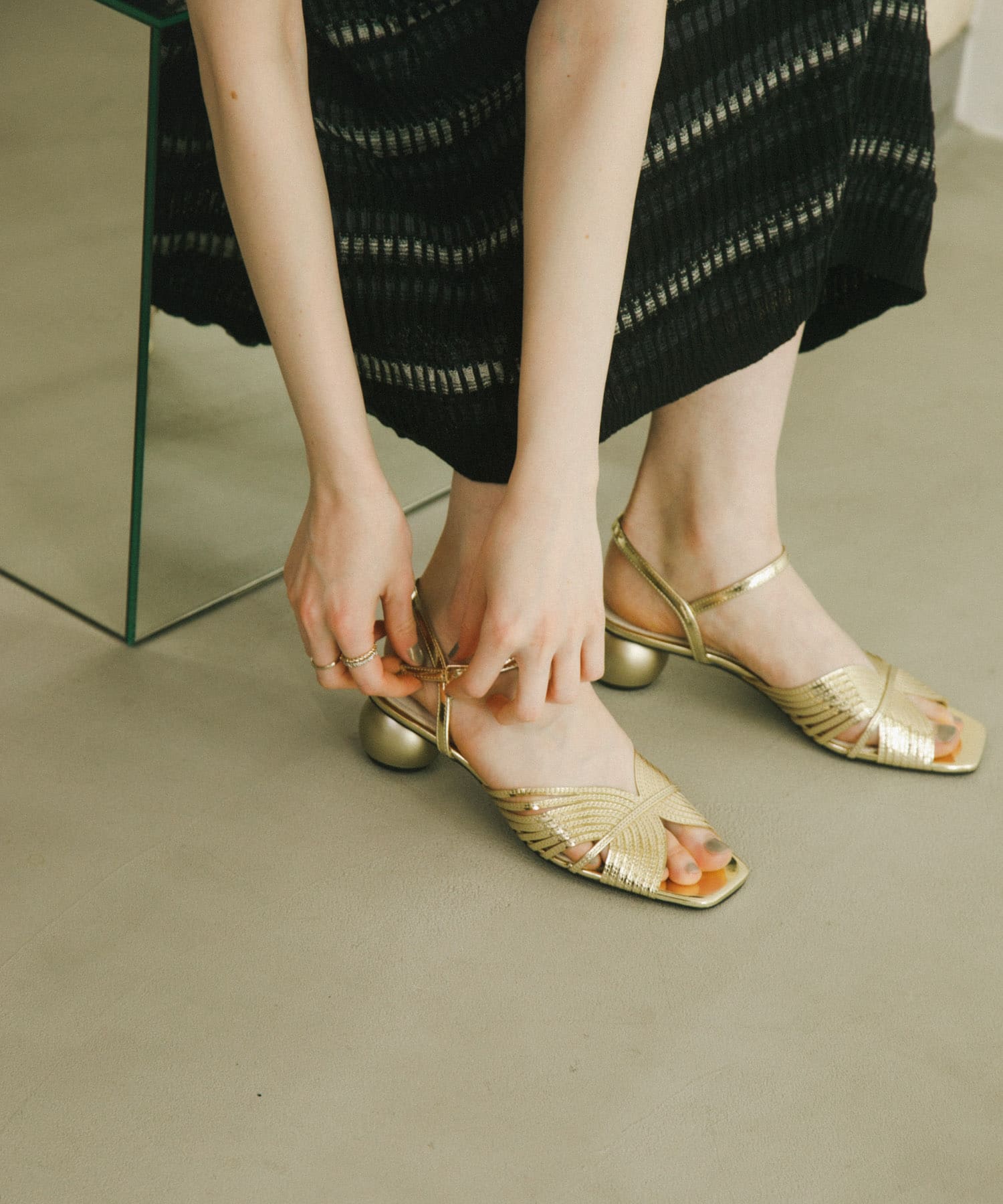 メタリックサンダル GOLD S