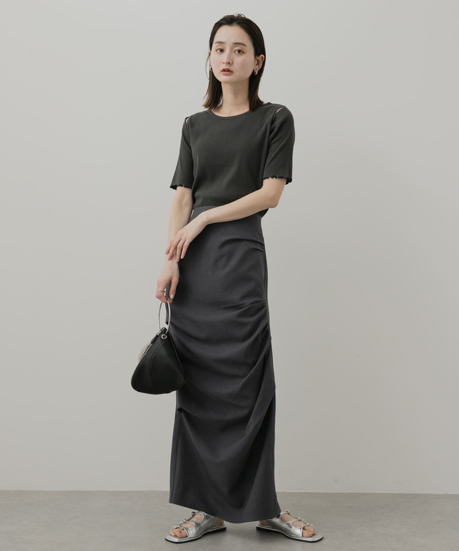 スクエアトゥベルトサンダル SILVER S