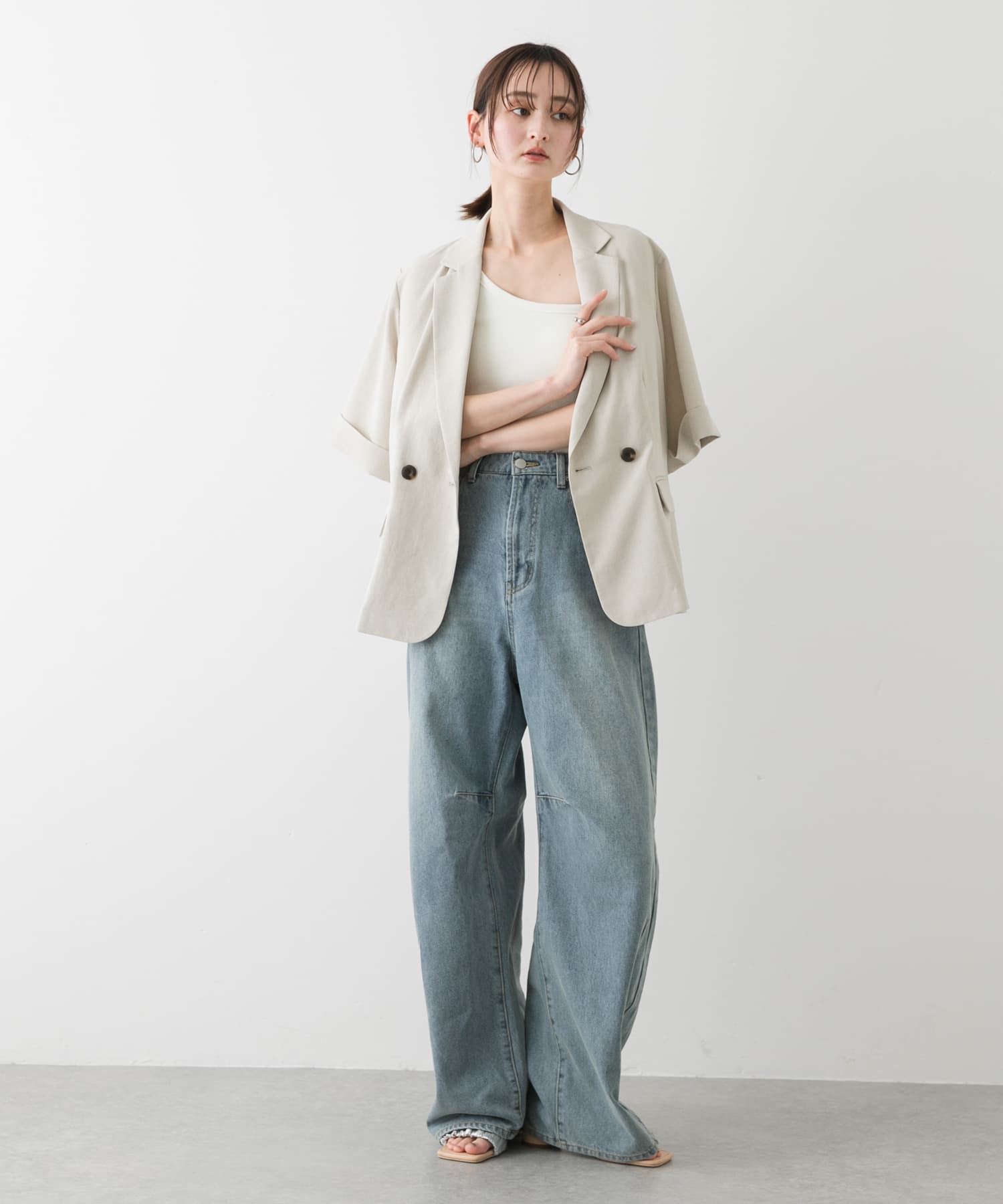 スクエアトゥメタリックギャザーサンダル SILVER S