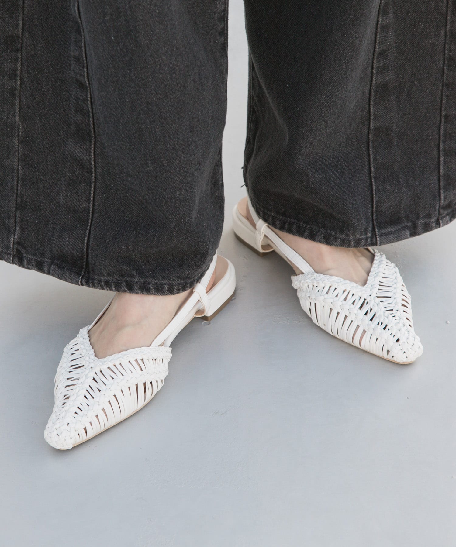 コードアミポインテッドサンダル OFF WHITE S
