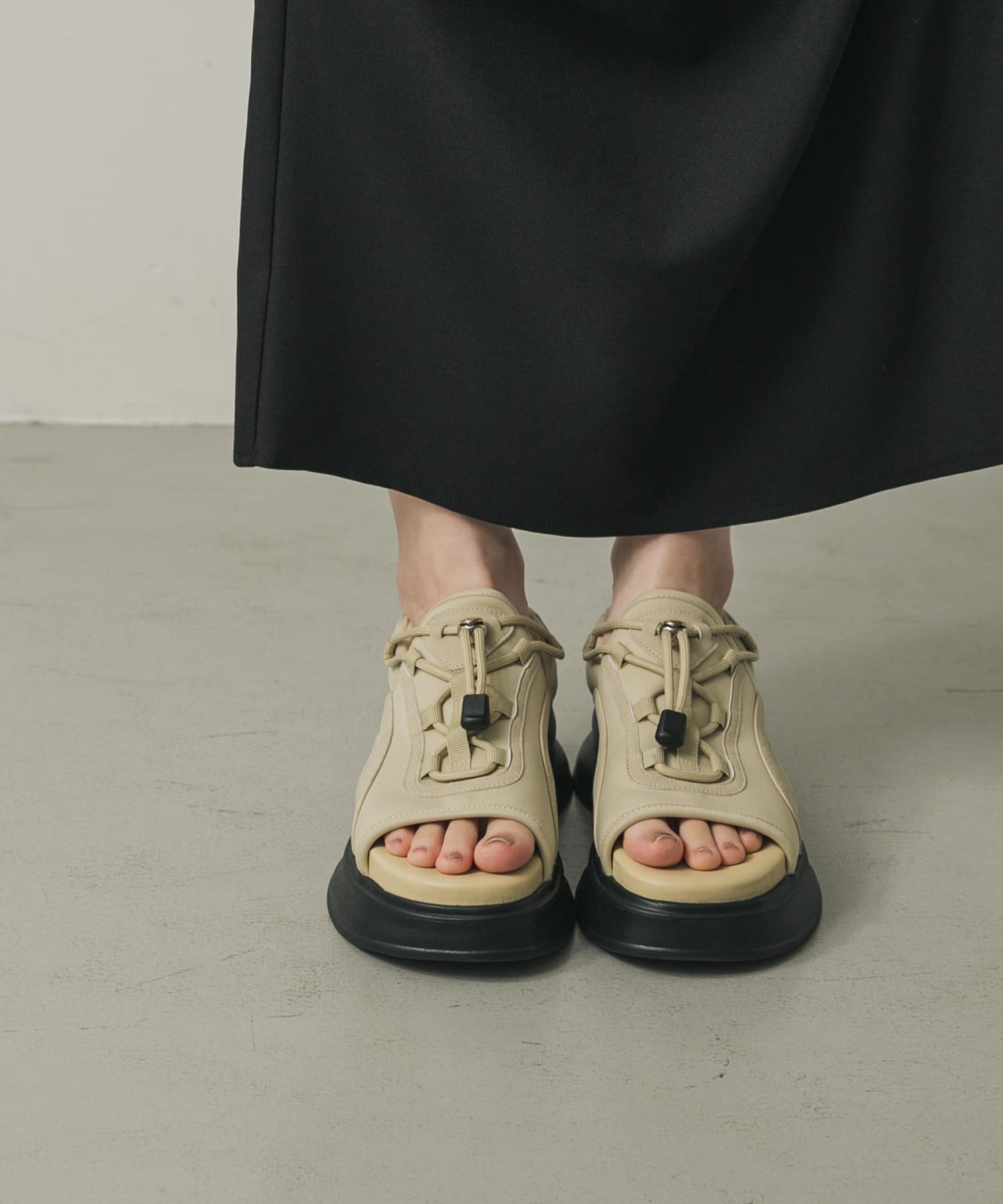 ボリュームソールドロストスポーツサンダル BEIGE S