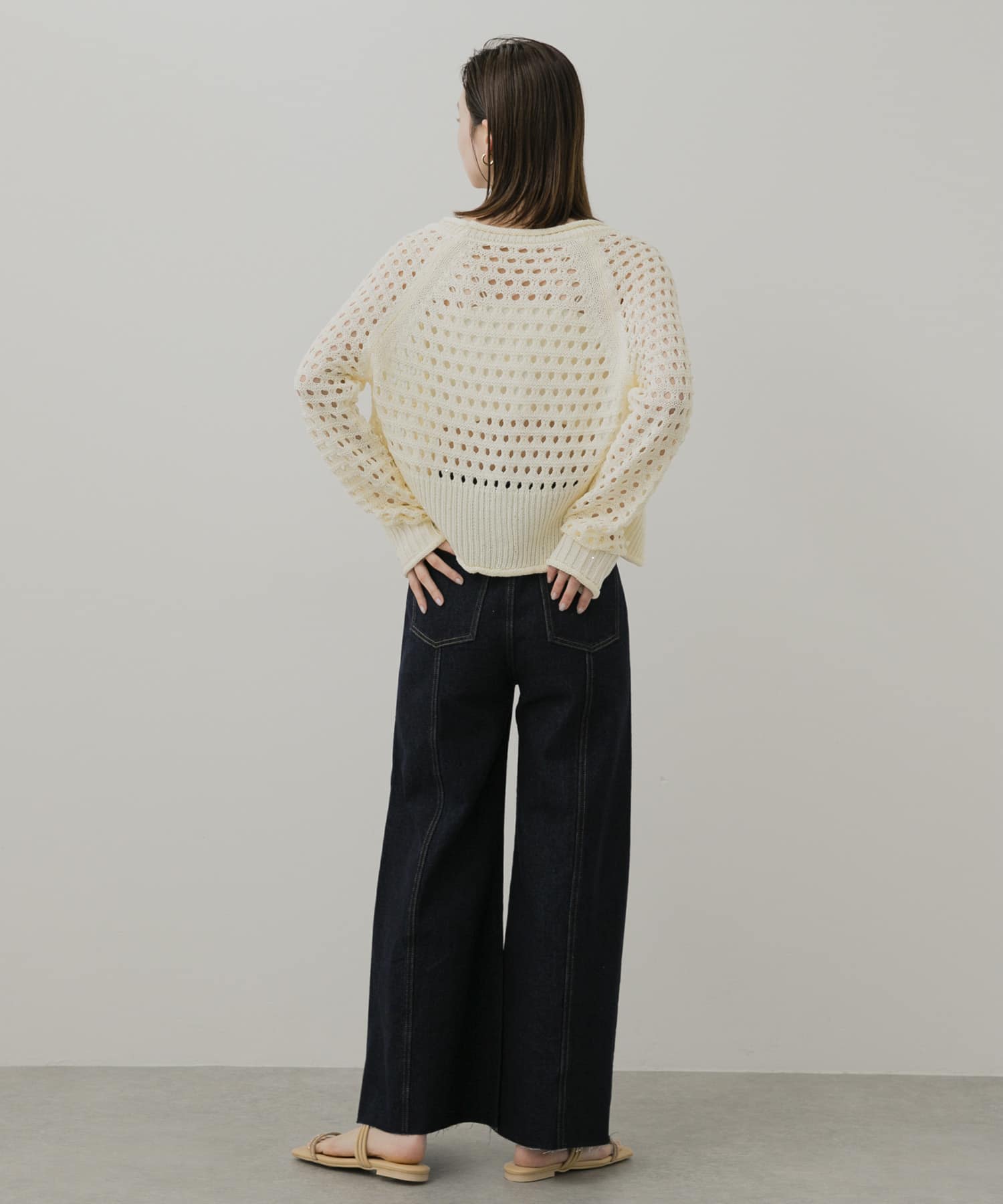 ラインストーンナローコードサンダル BEIGE S