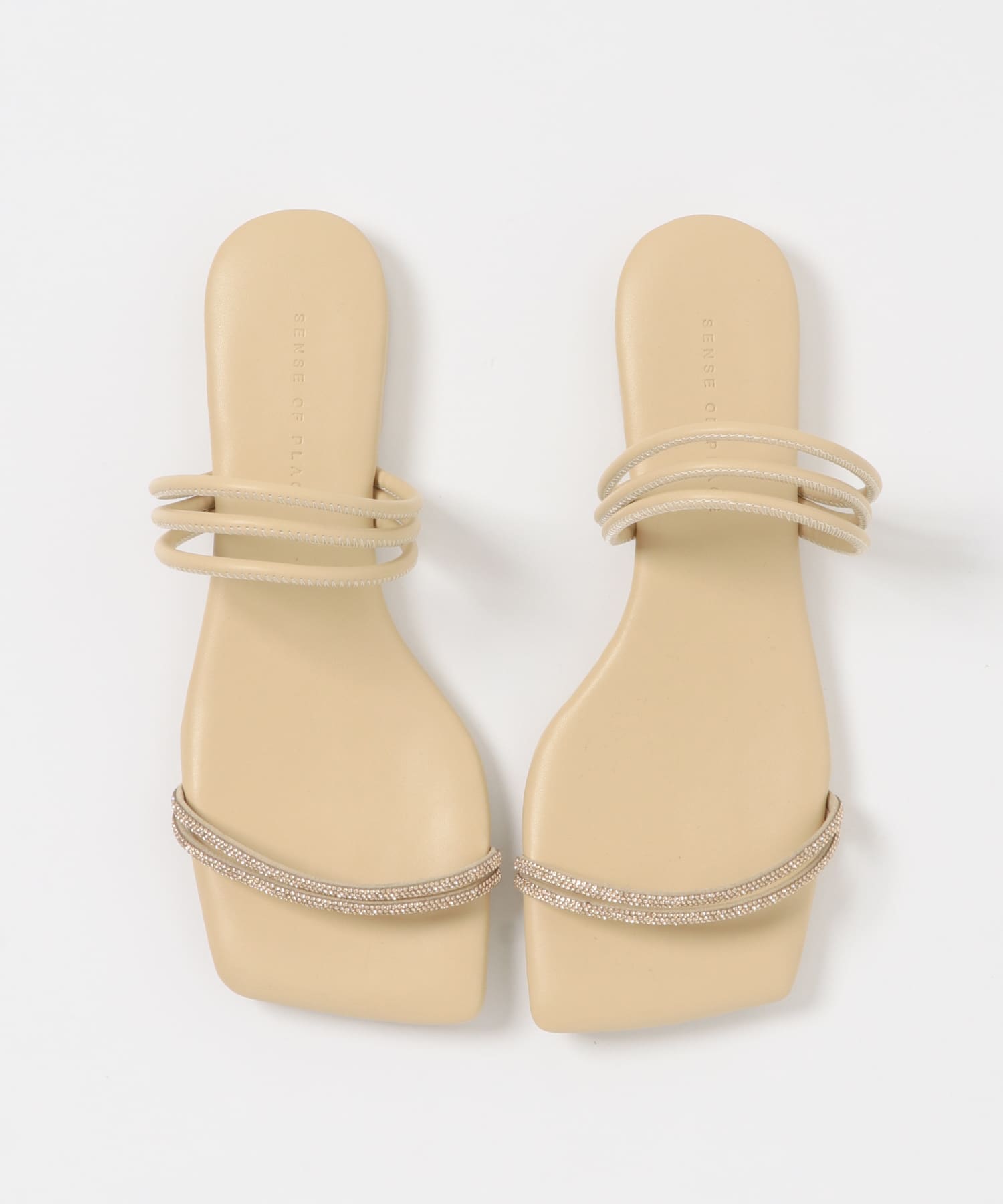 ラインストーンナローコードサンダル BEIGE S