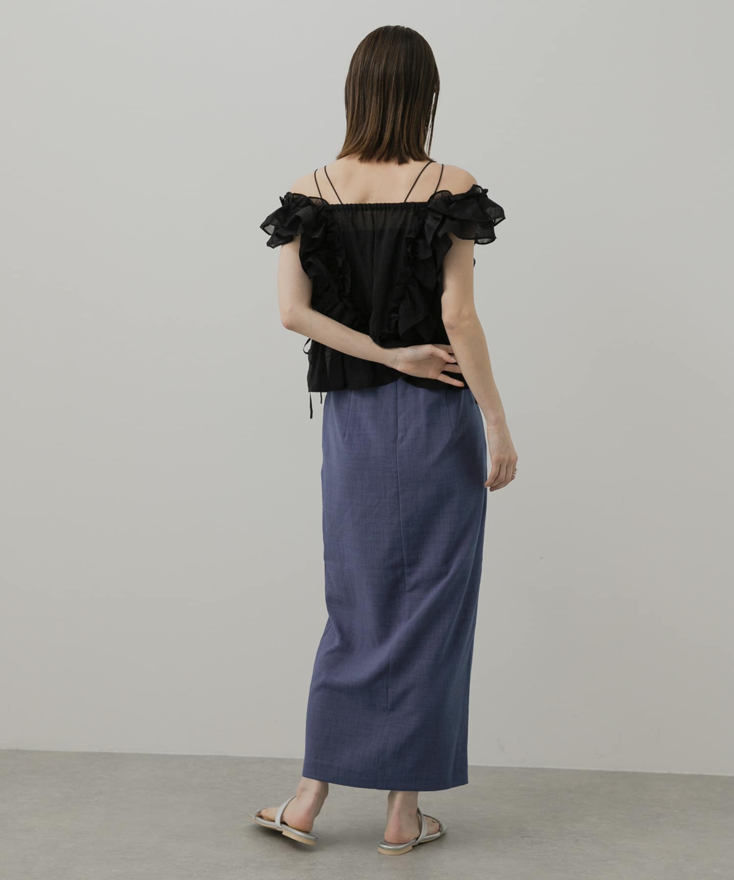 ラインストーンナローコードサンダル SILVER S