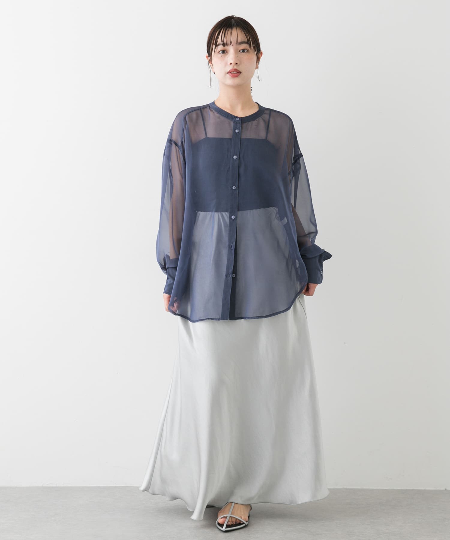 ポインテッドナローストラップサンダル SILVER S