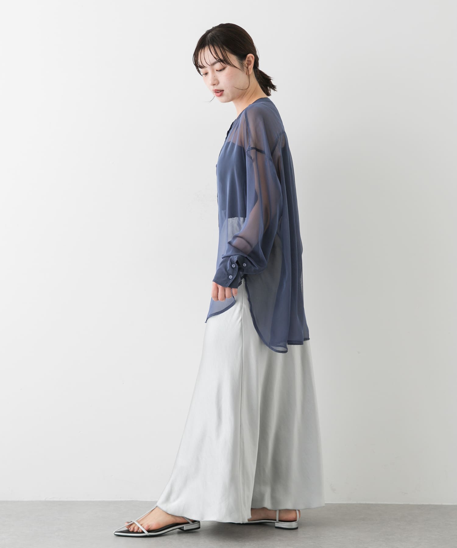 ポインテッドナローストラップサンダル SILVER S