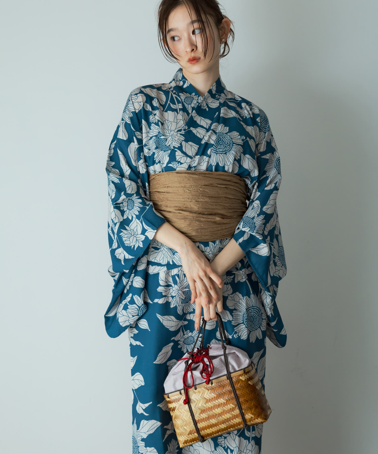 浴衣3点セットワンピ(変織紅梅)