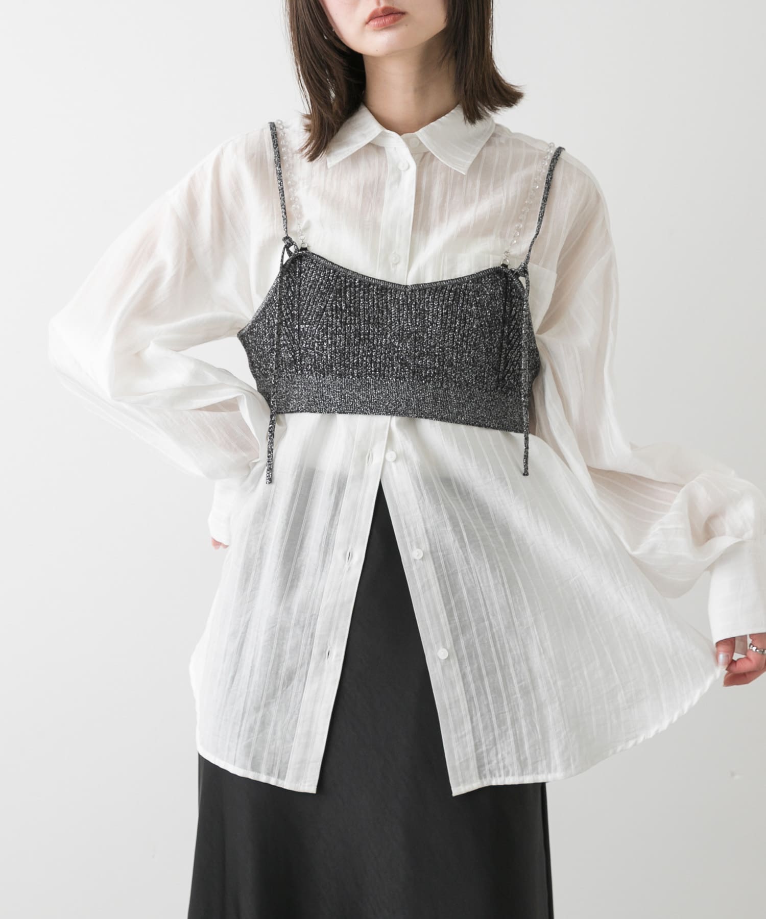 ビーズストラップラメビスチェ