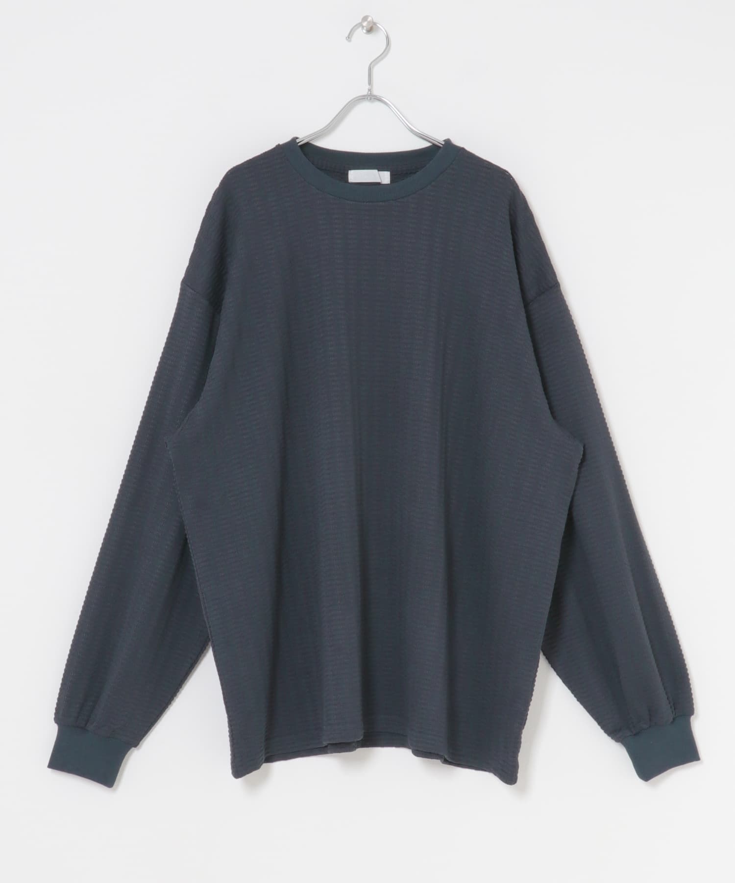 ライトワッフルクルーネックロングTシャツ CHARCOAL M
