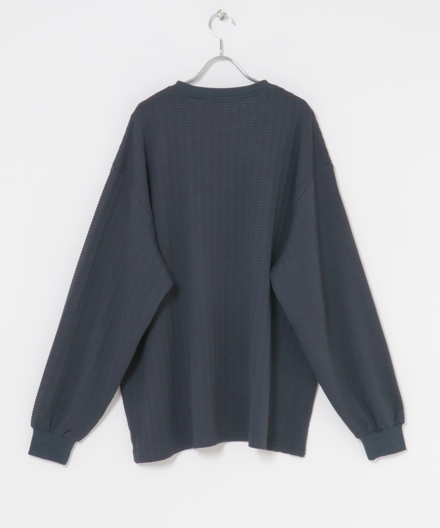 ライトワッフルクルーネックロングTシャツ CHARCOAL M