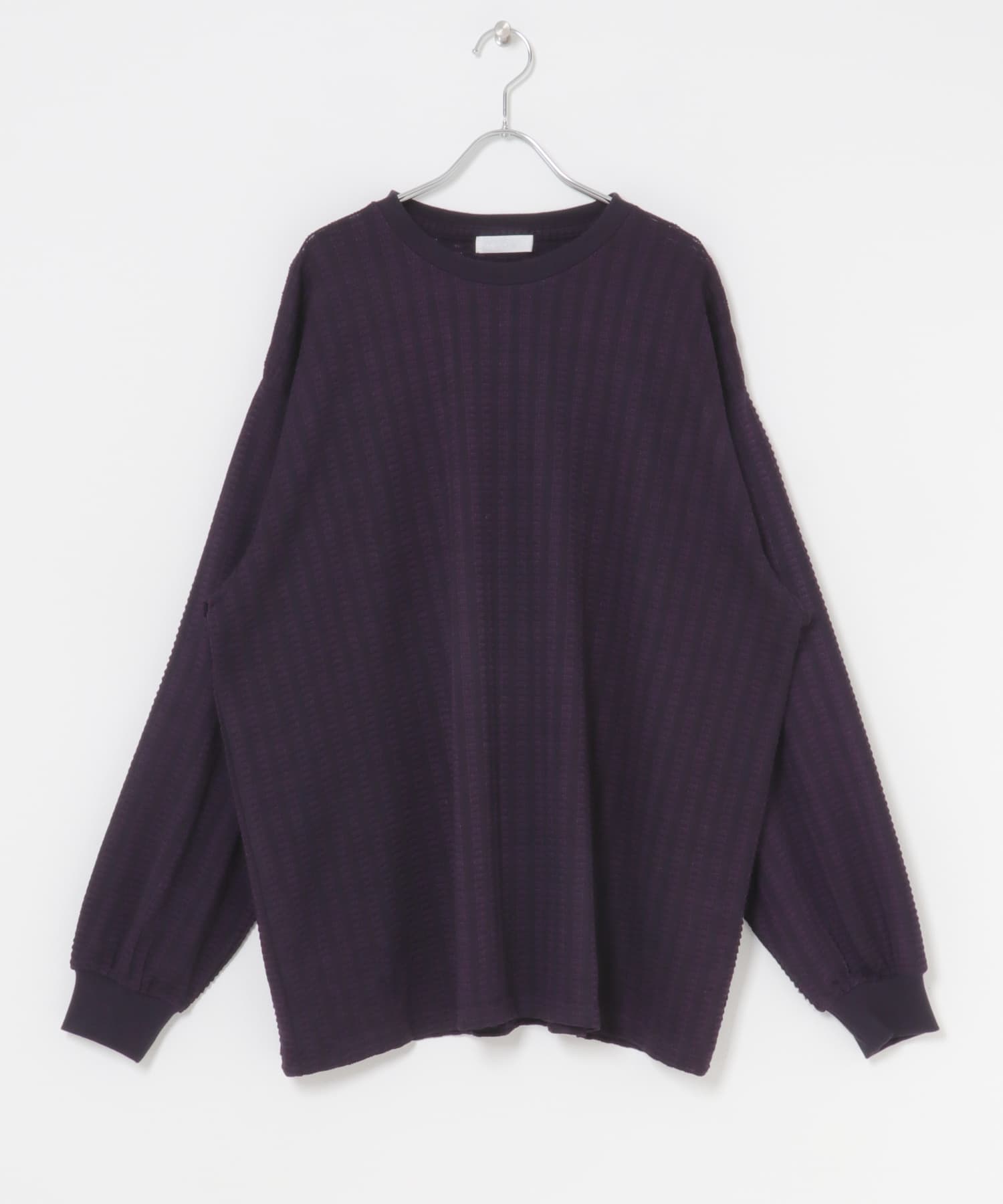 ライトワッフルクルーネックロングTシャツ PURPLE M