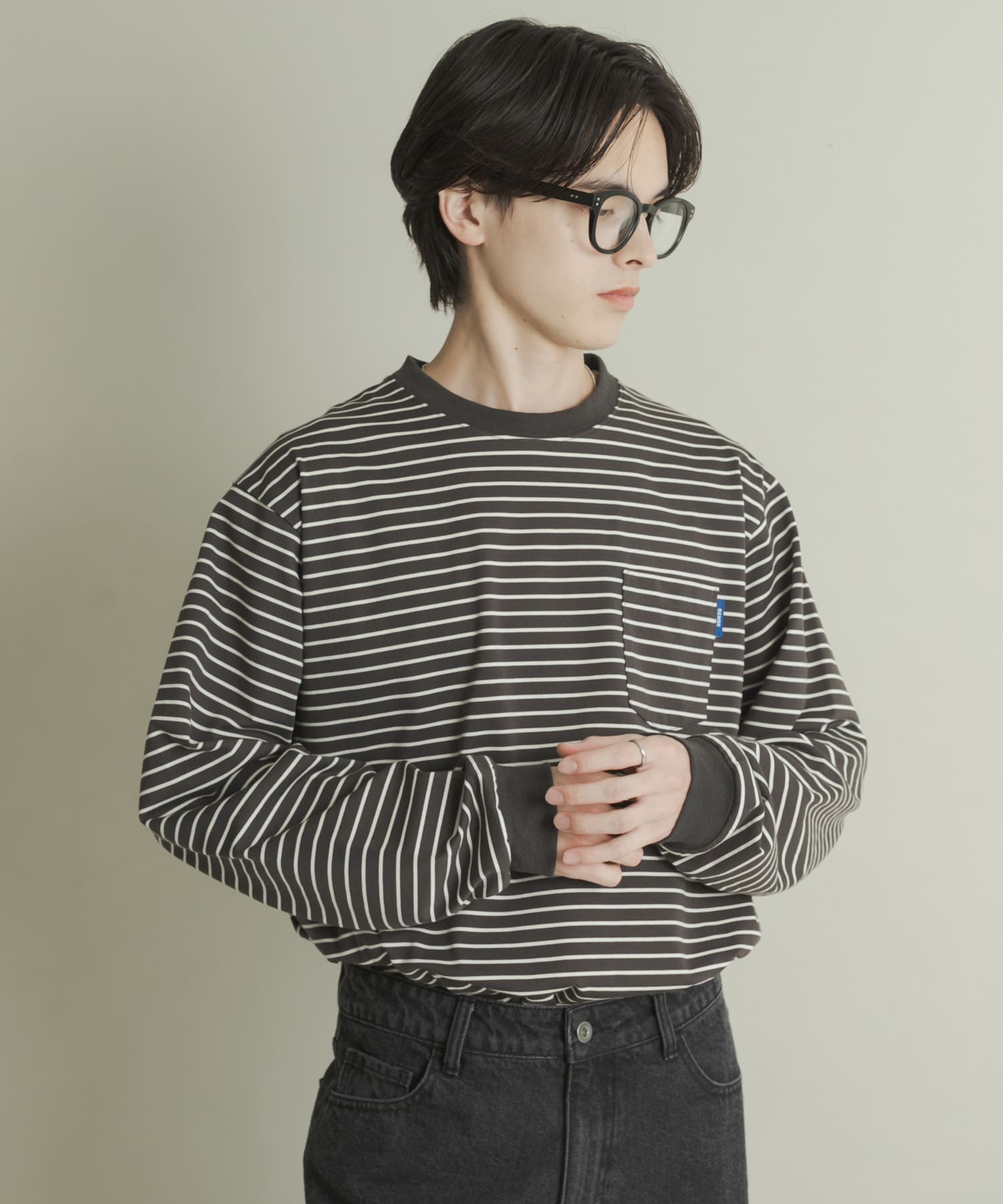 コットンクルーネックロングスリーブTシャツ