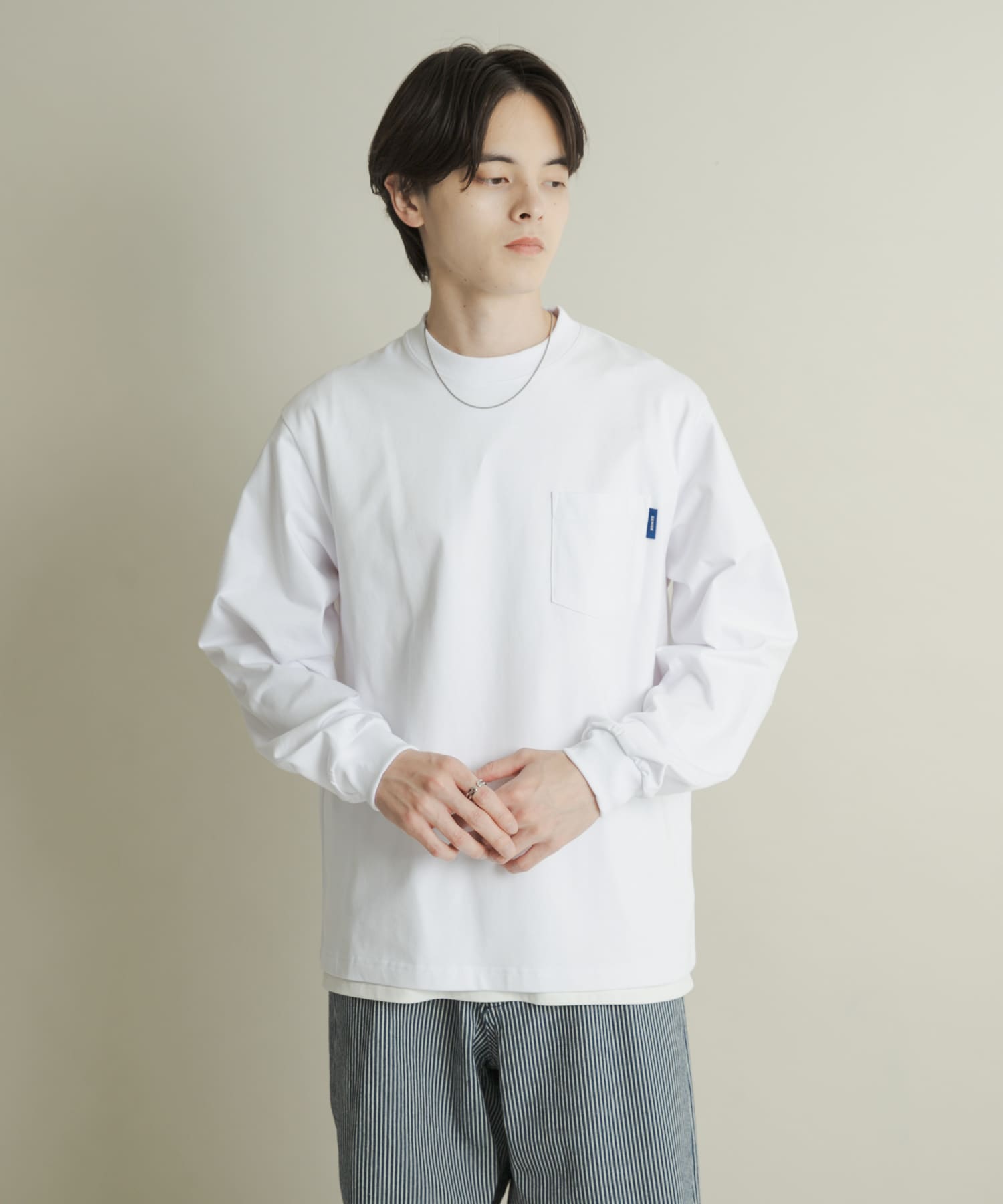 コットンクルーネックロングスリーブTシャツ