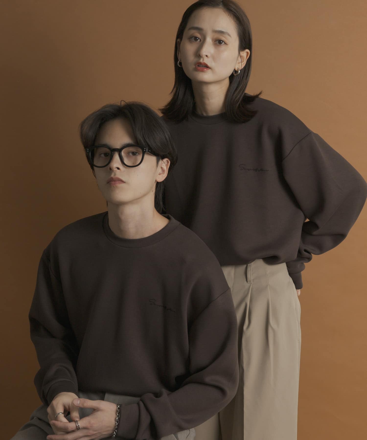 『一部WEB限定カラー』シシュウダンボールポンチロングTシャツ D.BRN×BLK M