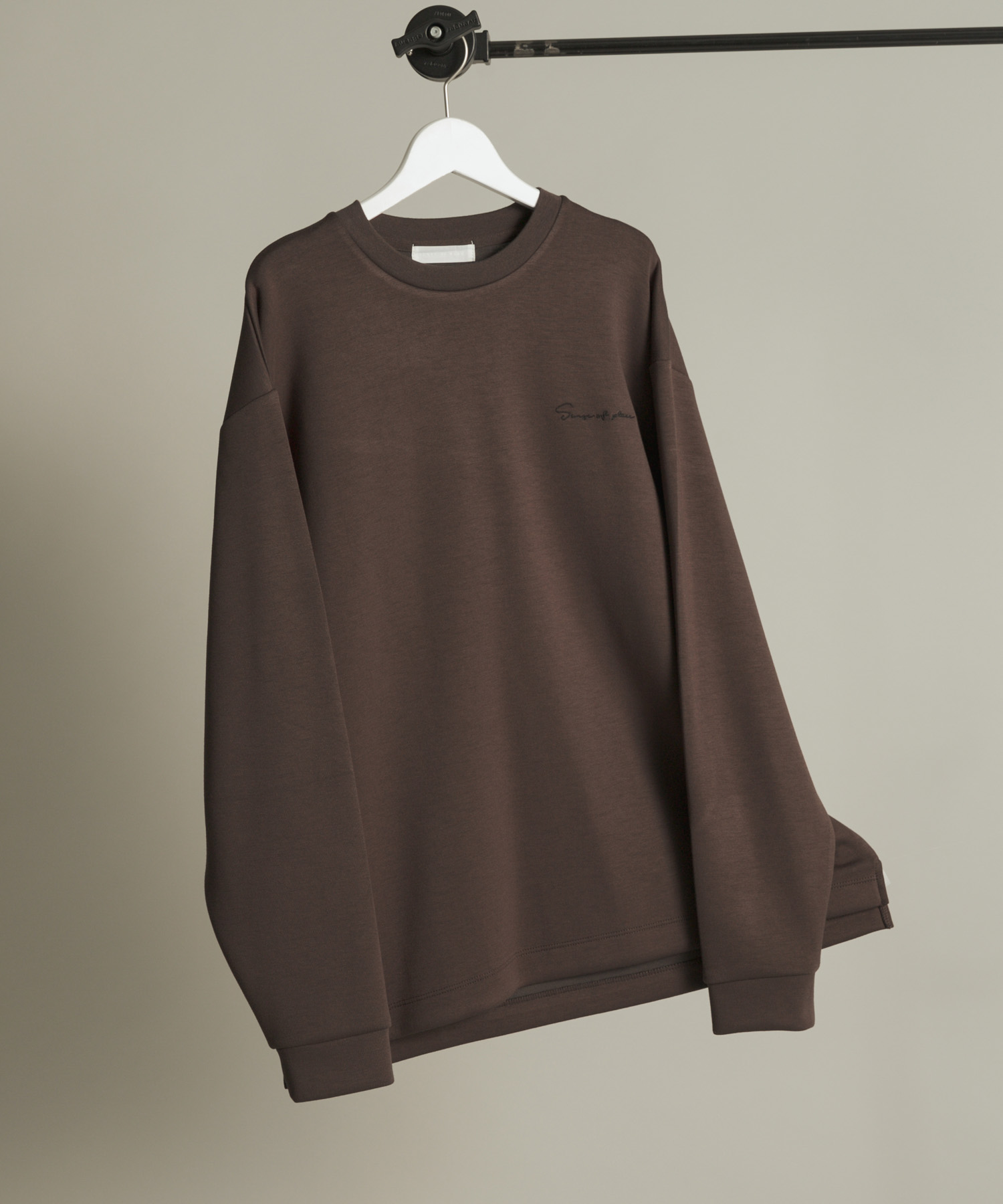 『一部WEB限定カラー』シシュウダンボールポンチロングTシャツ D.BRN×BLK M