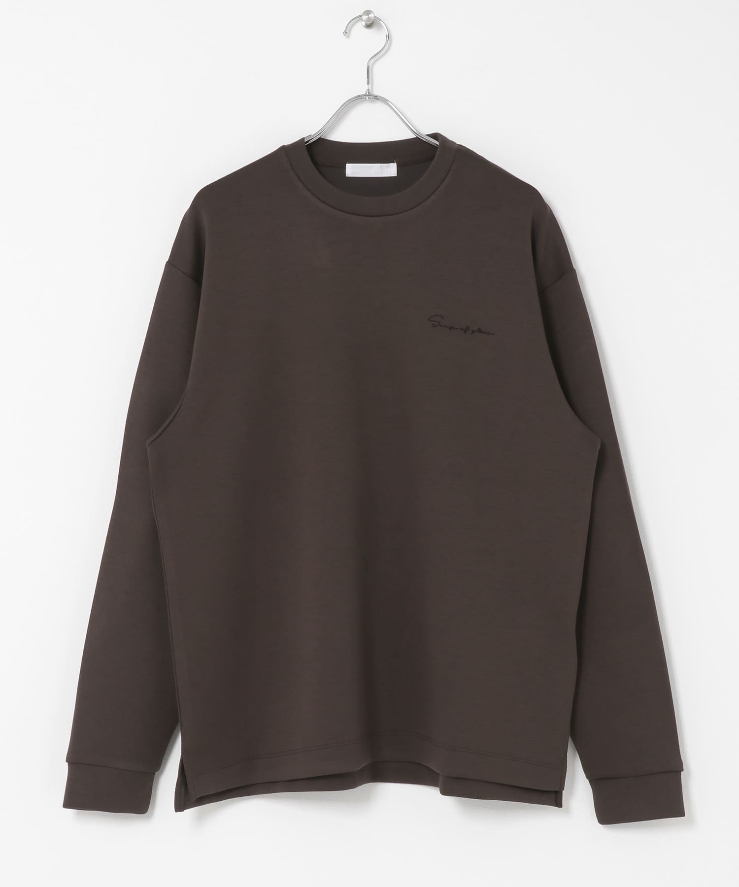 『一部WEB限定カラー』シシュウダンボールポンチロングTシャツ D.BRN×BLK M