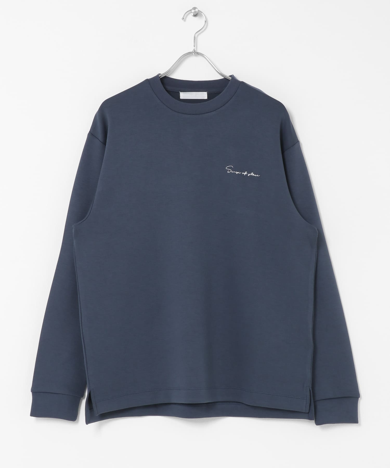 『一部WEB限定カラー』シシュウダンボールポンチロングTシャツ D.BLU×WHT M