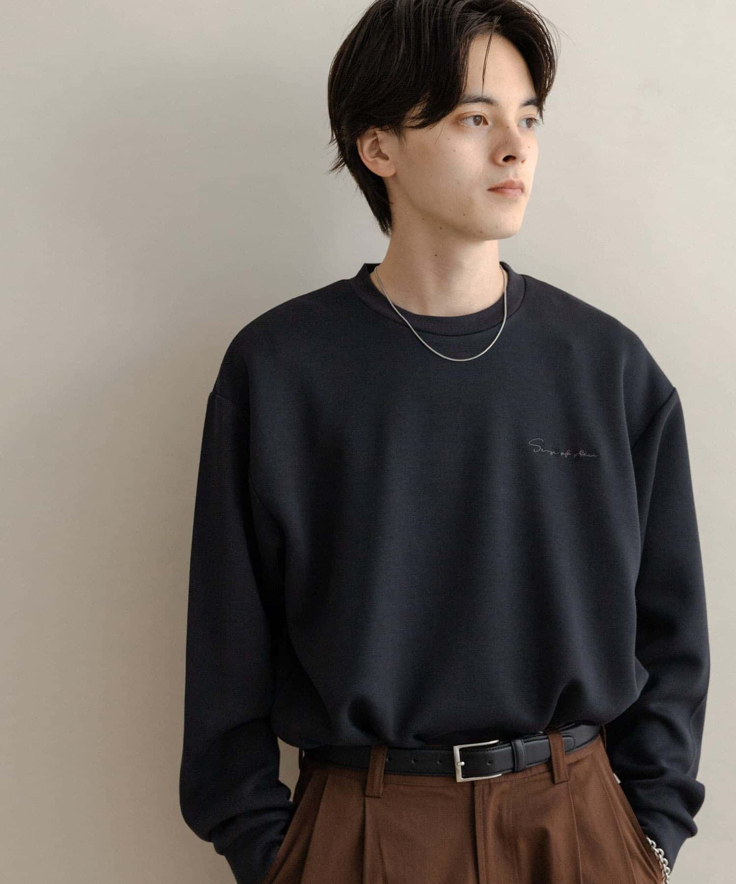 『一部WEB限定カラー』シシュウダンボールポンチロングTシャツ BLK×BLK M