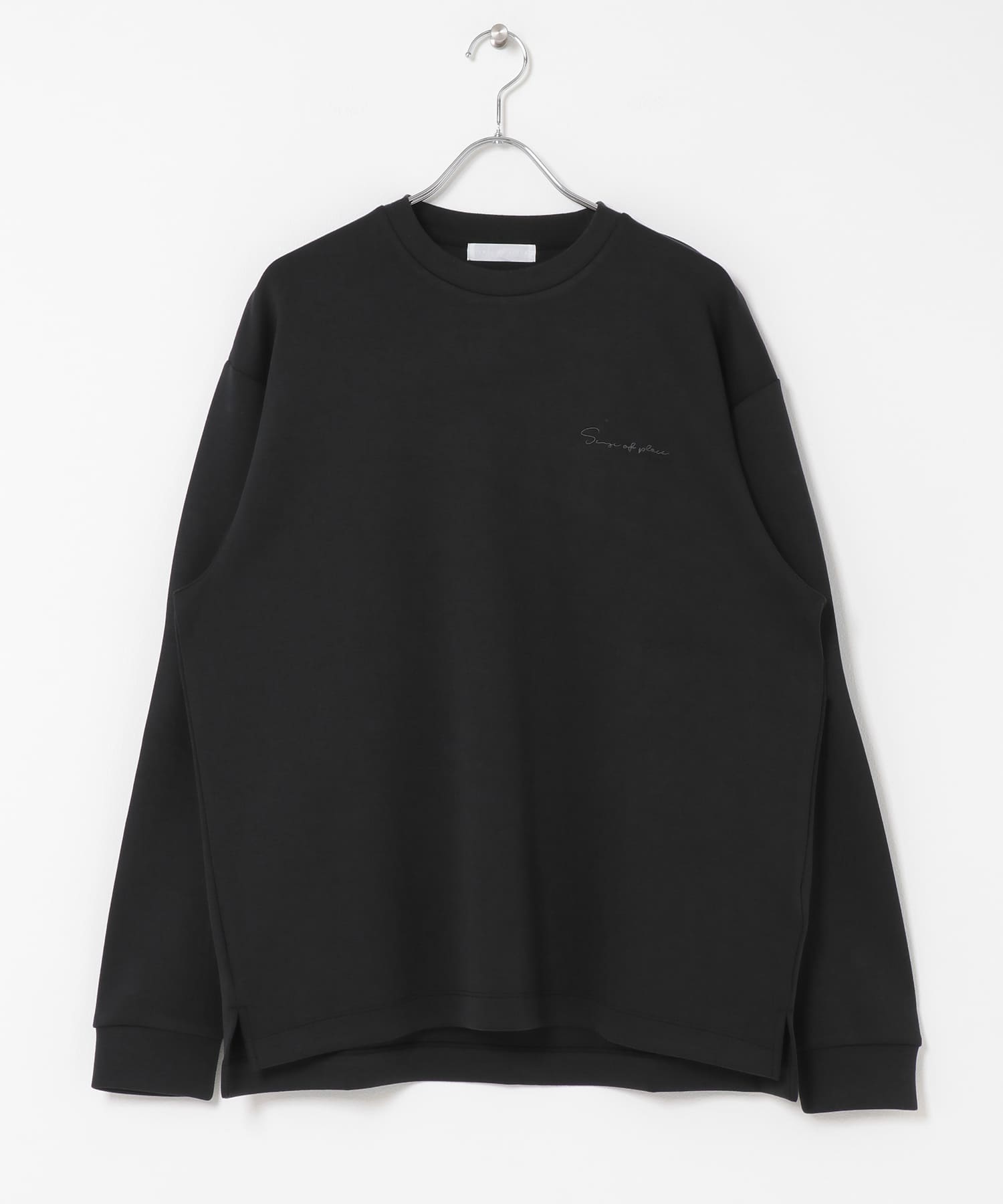 『一部WEB限定カラー』シシュウダンボールポンチロングTシャツ BLK×BLK M