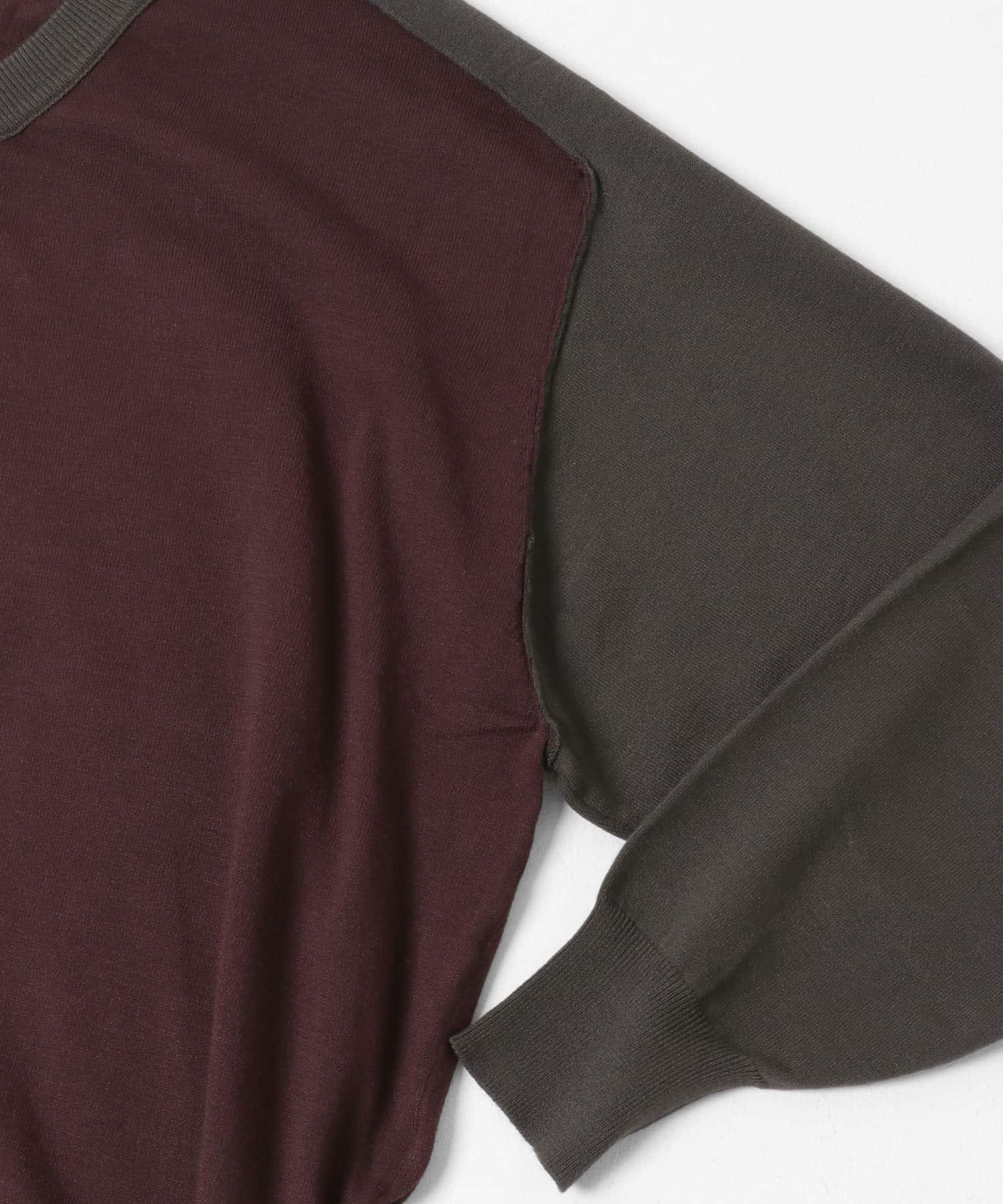 ハイショクVネックニット BRN×CHA M