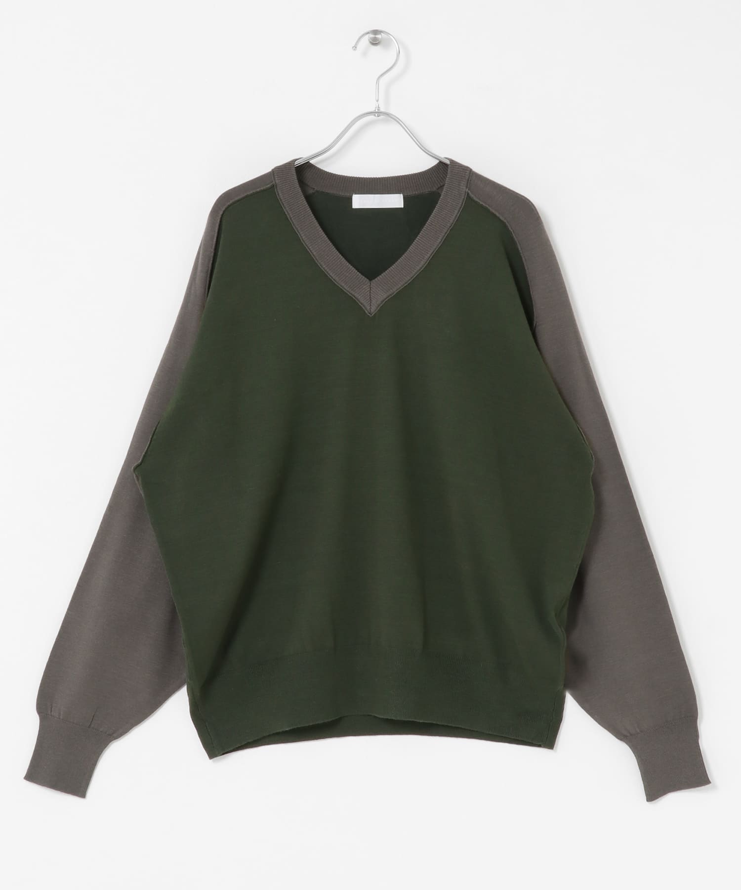 ハイショクVネックニット GRN×GRY M