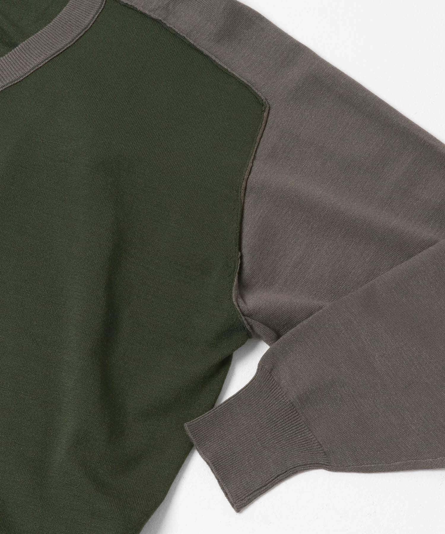 ハイショクVネックニット GRN×GRY M