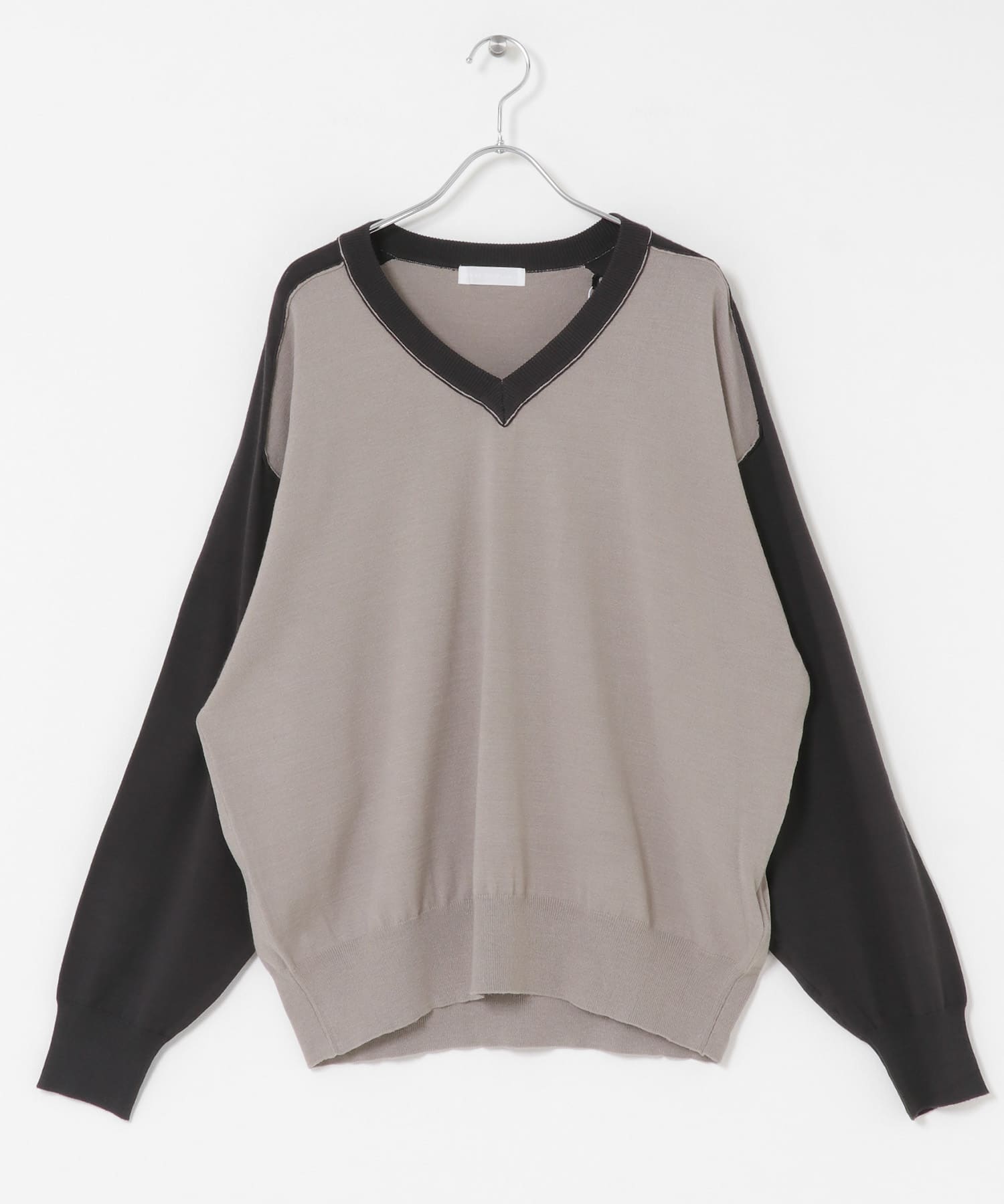 ハイショクVネックニット GRY×BLK M