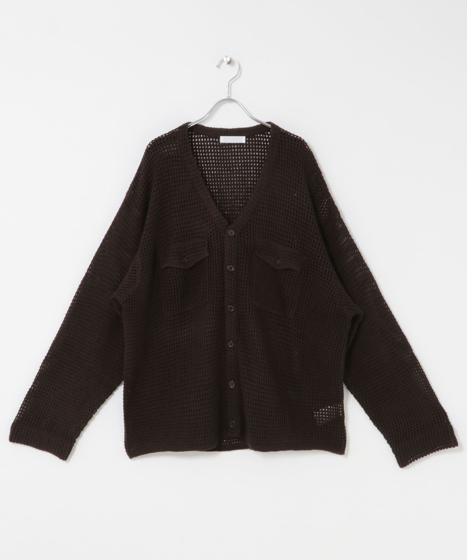 WポケットVネックニットカーディガン BROWN M