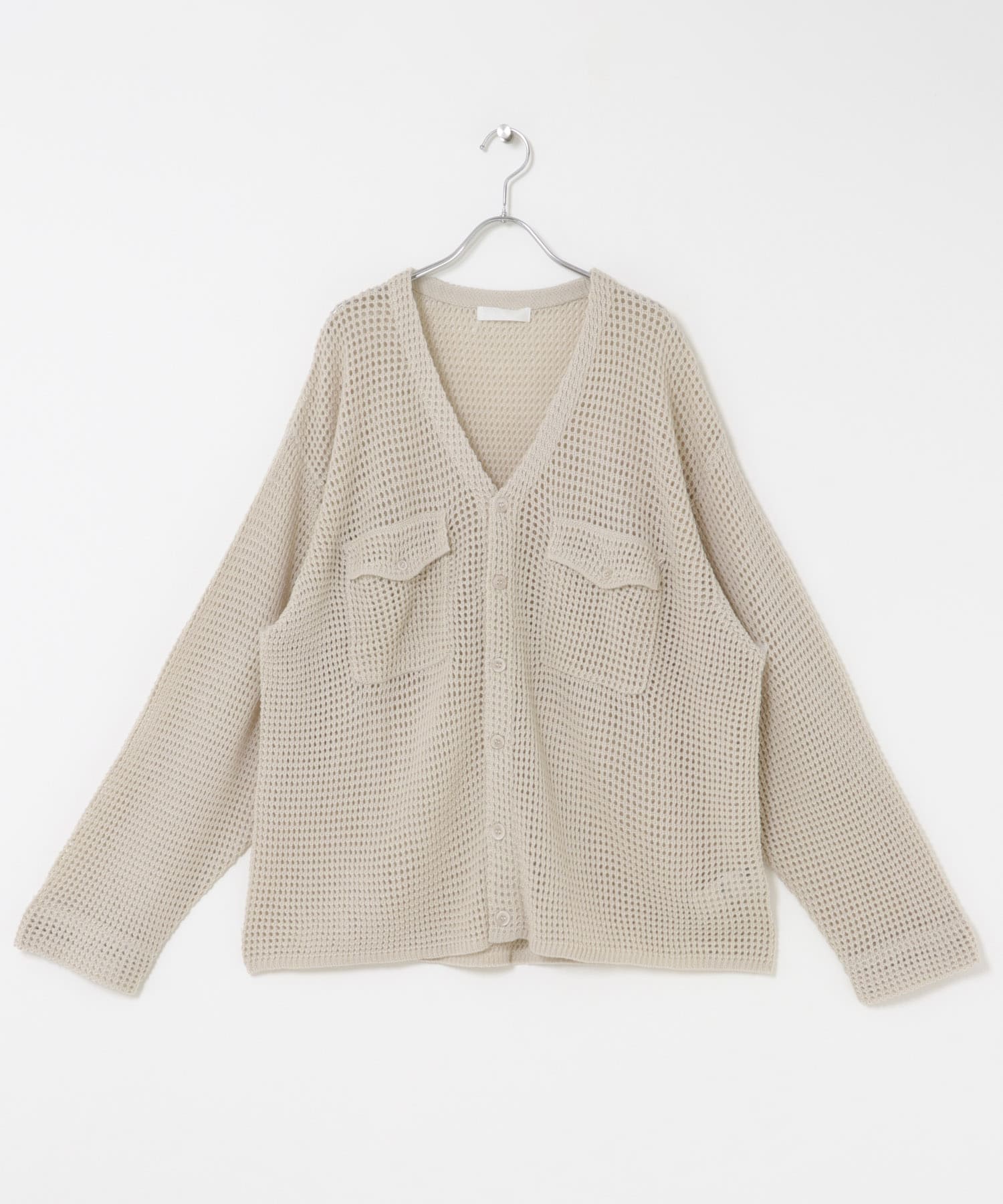 WポケットVネックニットカーディガン GREIGE M