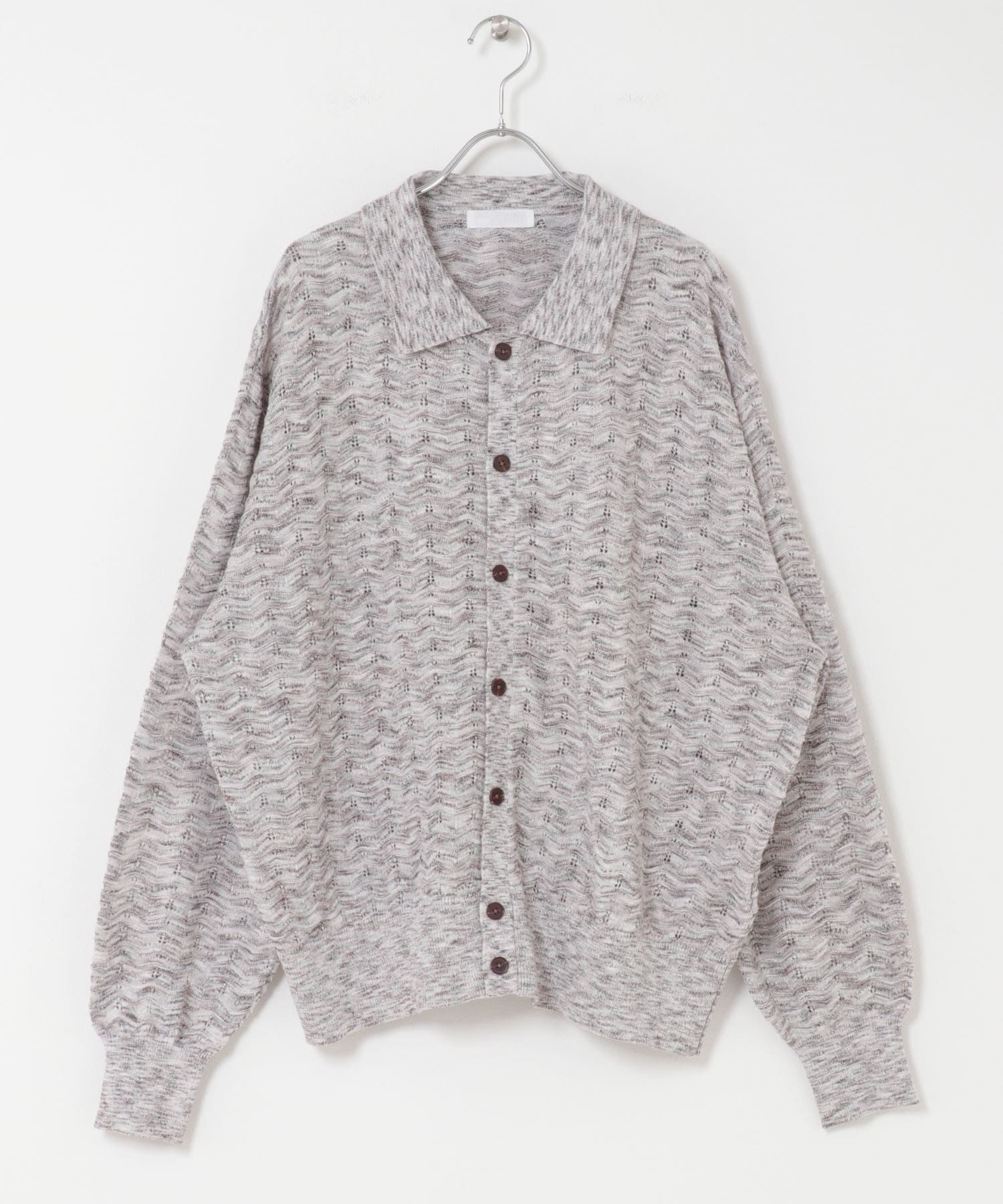 ミックスニットカーディガン BROWN M