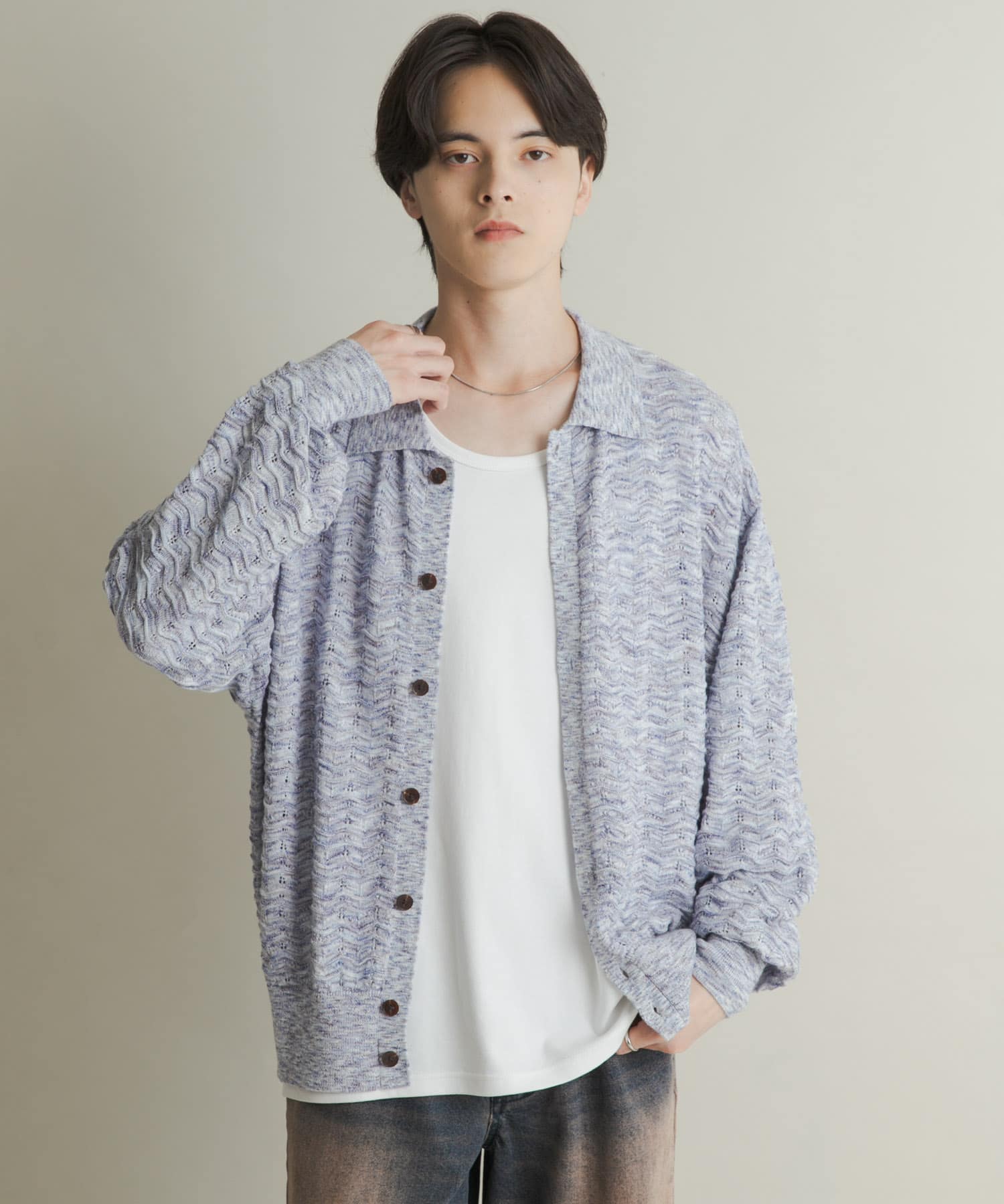 ミックスニットカーディガン