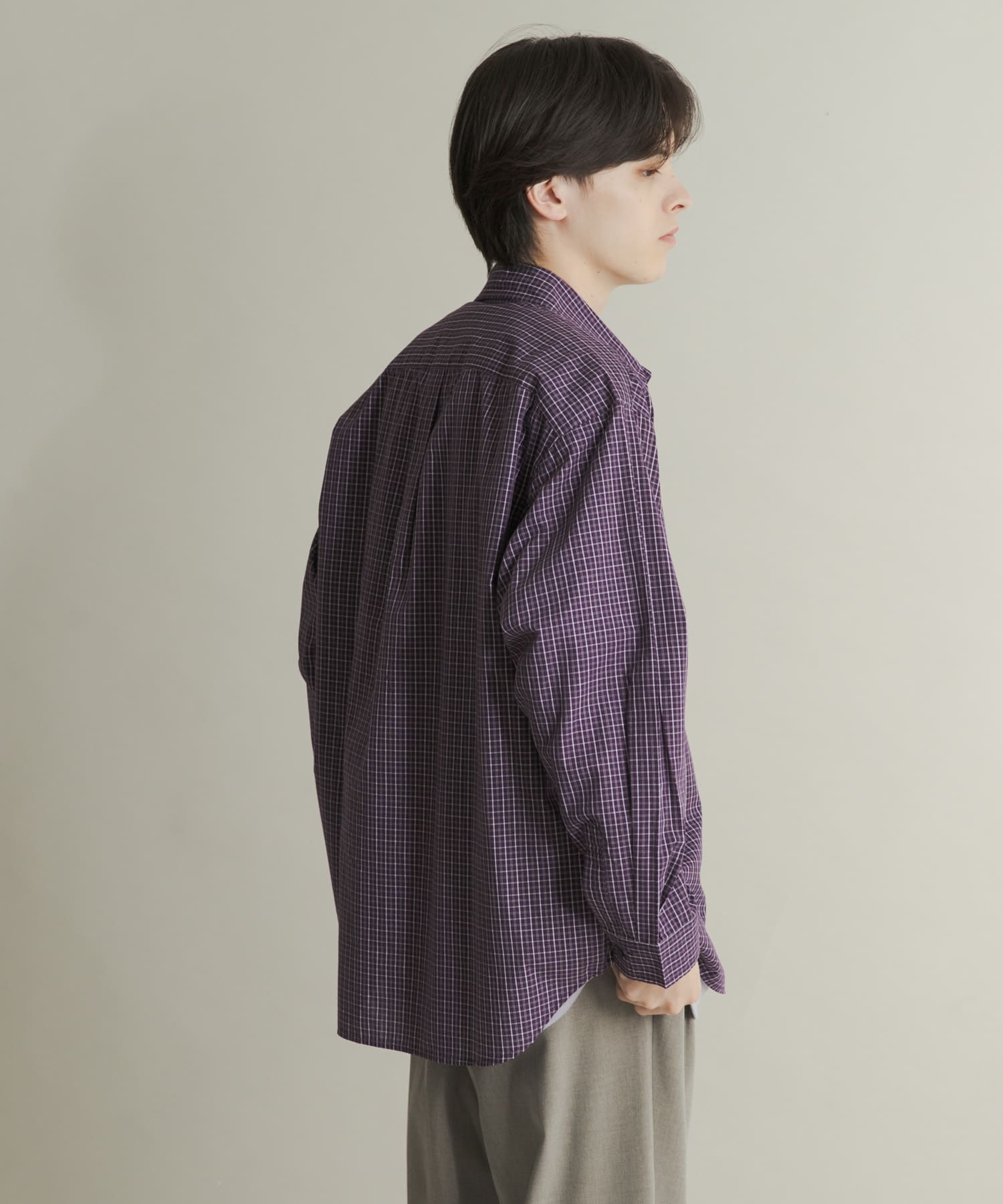 マイクログラフチェックロングスリーブシャツ D.PPL×WHT M