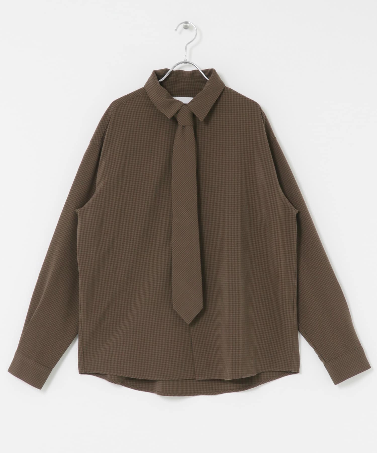 レギュラーカラーネクタイシャツ BRN CHECK M