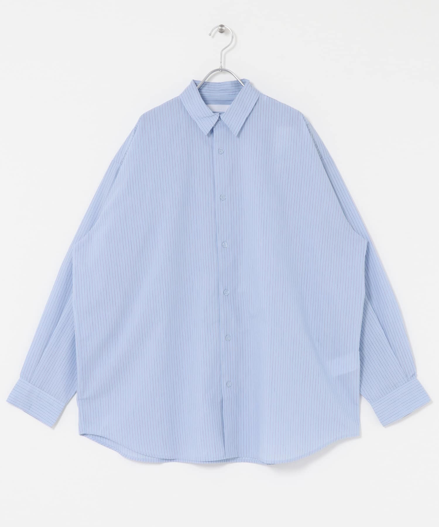 『ユニセックス』ブロードレギュラーカラールーズシャツ L.BLU×NVY M