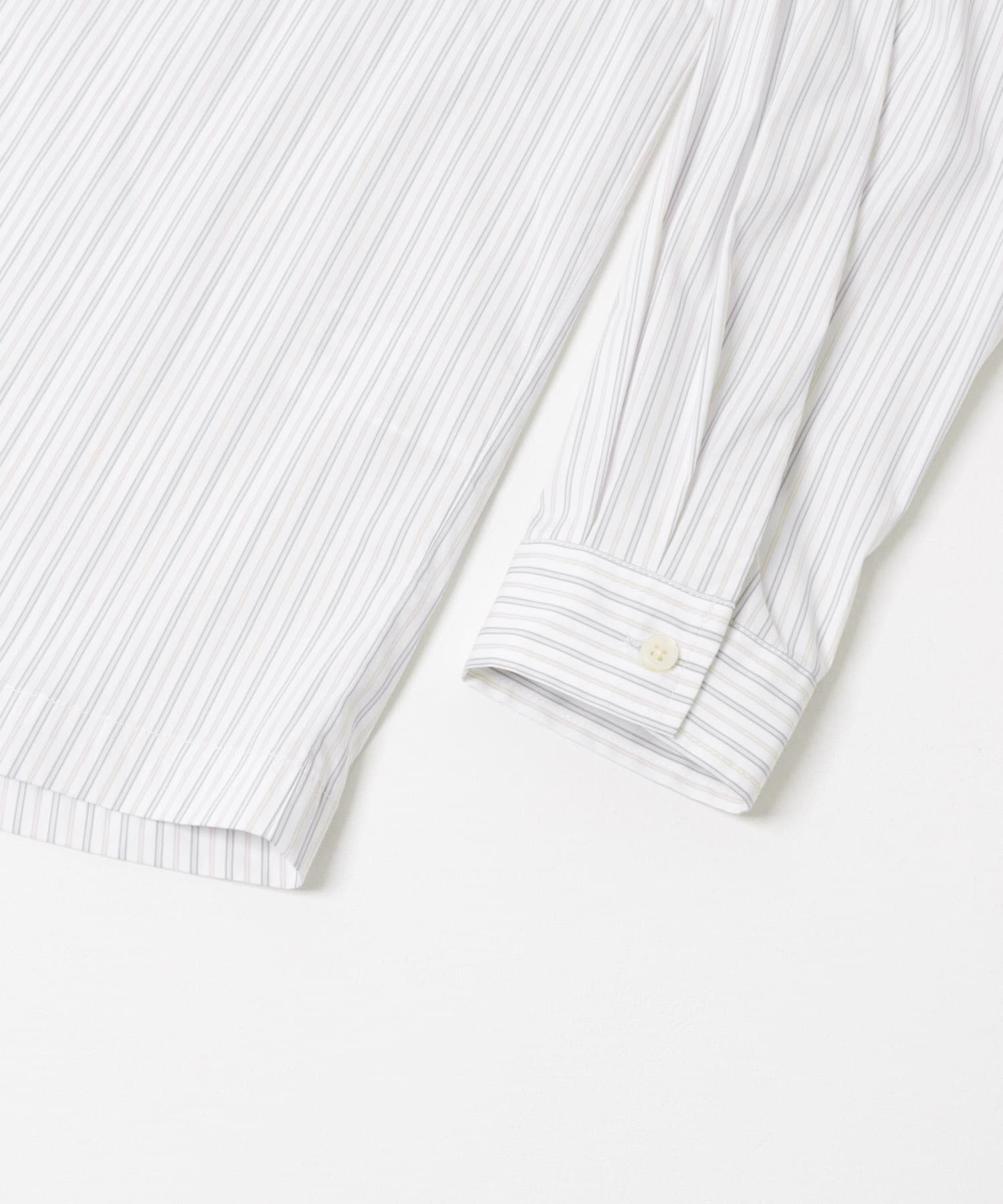 ストライプフーディールーズシャツ WHITE M