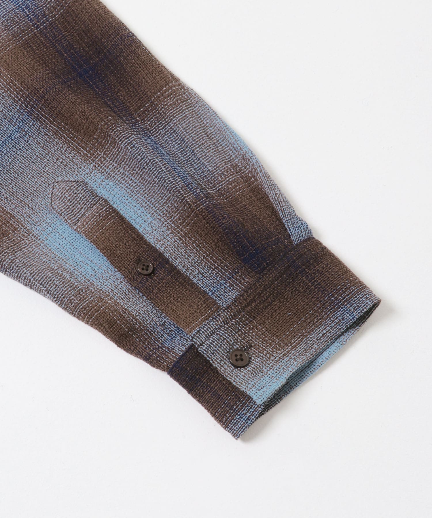 オンブレーチェックレギュラーカラーシャツ BLUE M