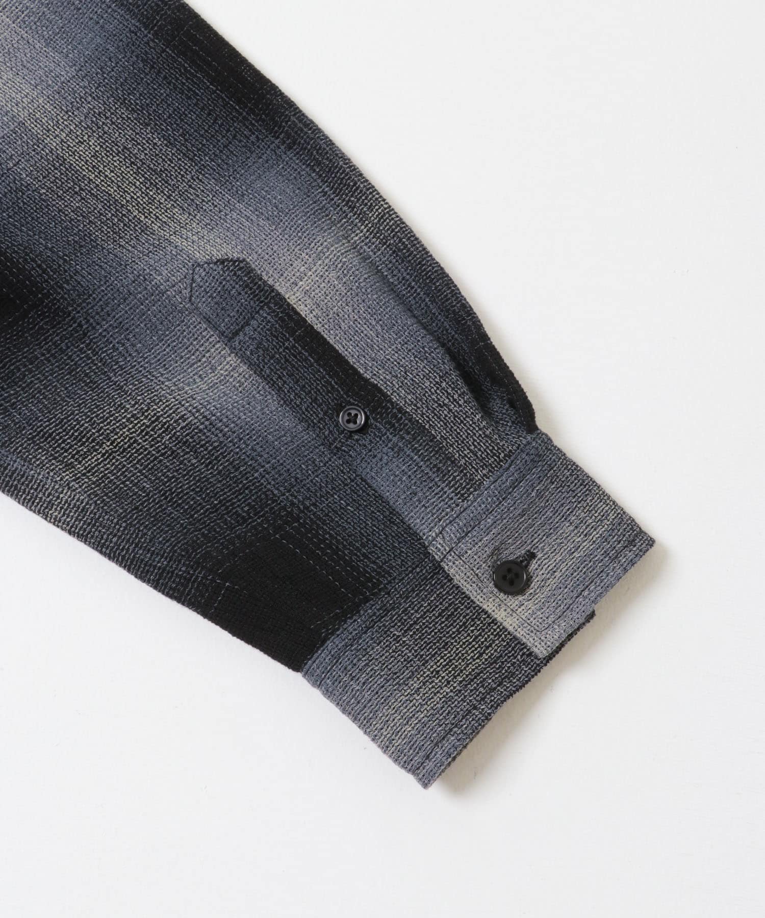 オンブレーチェックレギュラーカラーシャツ BLACK M